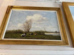 Paesaggio tradizionale contemporaneo del XX secolo con mucche fresche