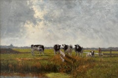 Naarden Pittura a olio su tela Paesaggio olandese Prati Mucche Nature In magazzino