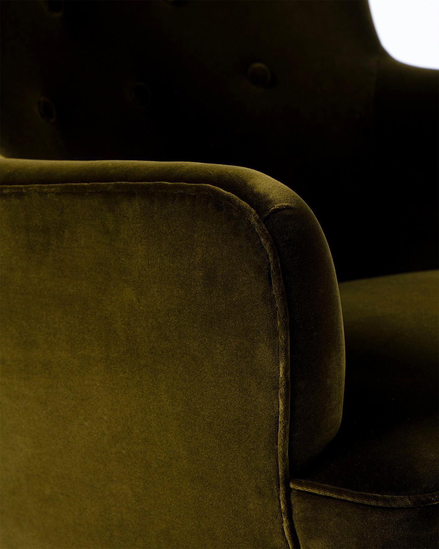 Sillón danés Frits Henningsen de terciopelo de los años 40 Terciopelo en venta