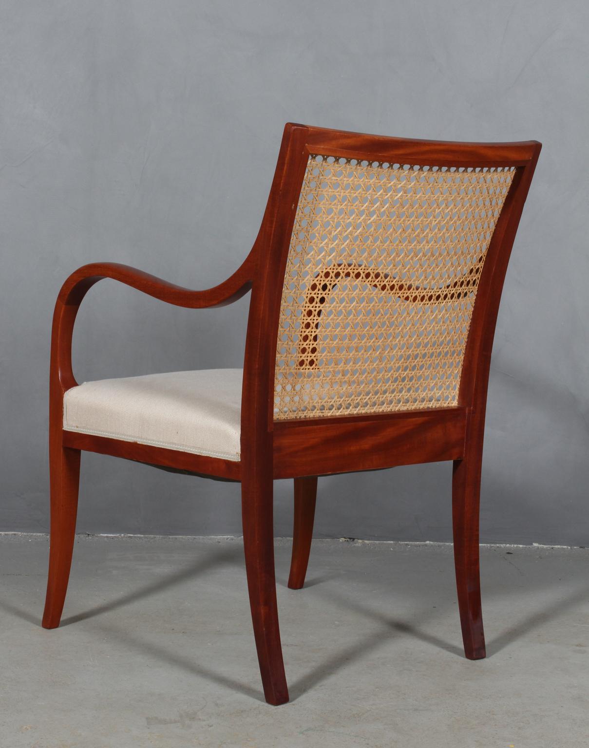 Frits Henningsen Armchair, Cane and Cuba Mahogany In Good Condition In Esbjerg, DK