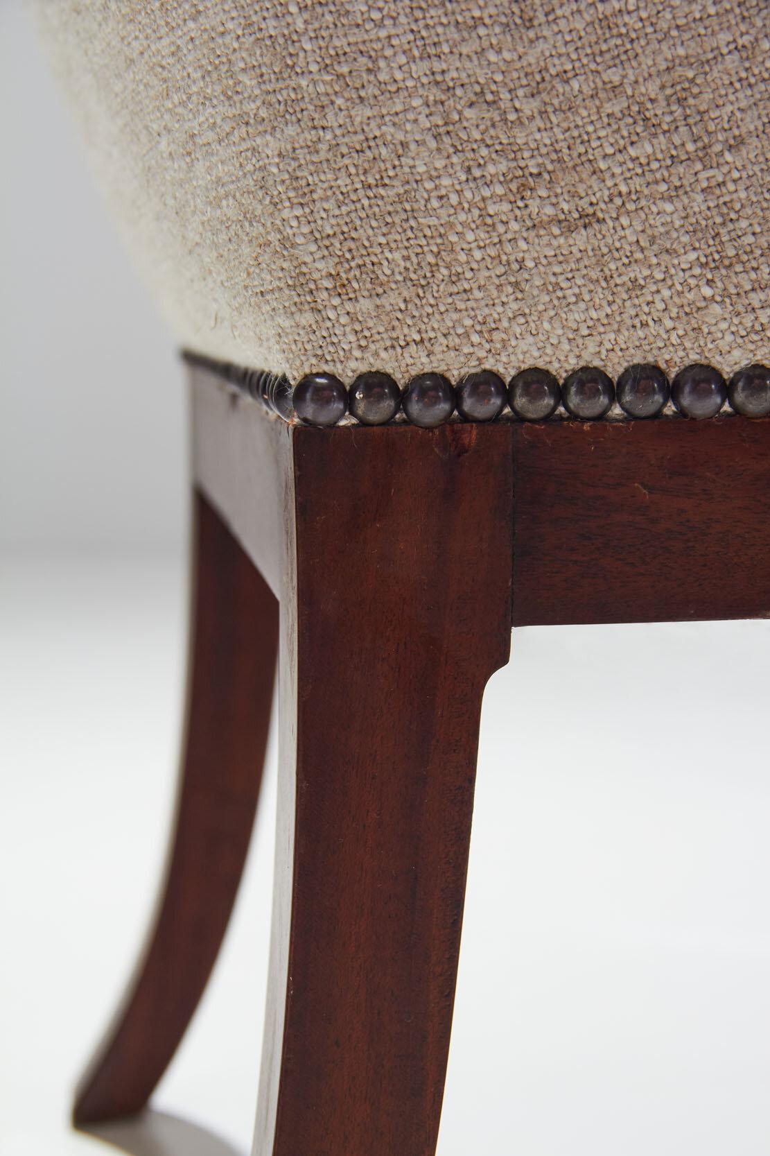 Frits Henningsen Armchair in Linen Fabric by Pierre Frey, Denmark, 1950s-1960s 8