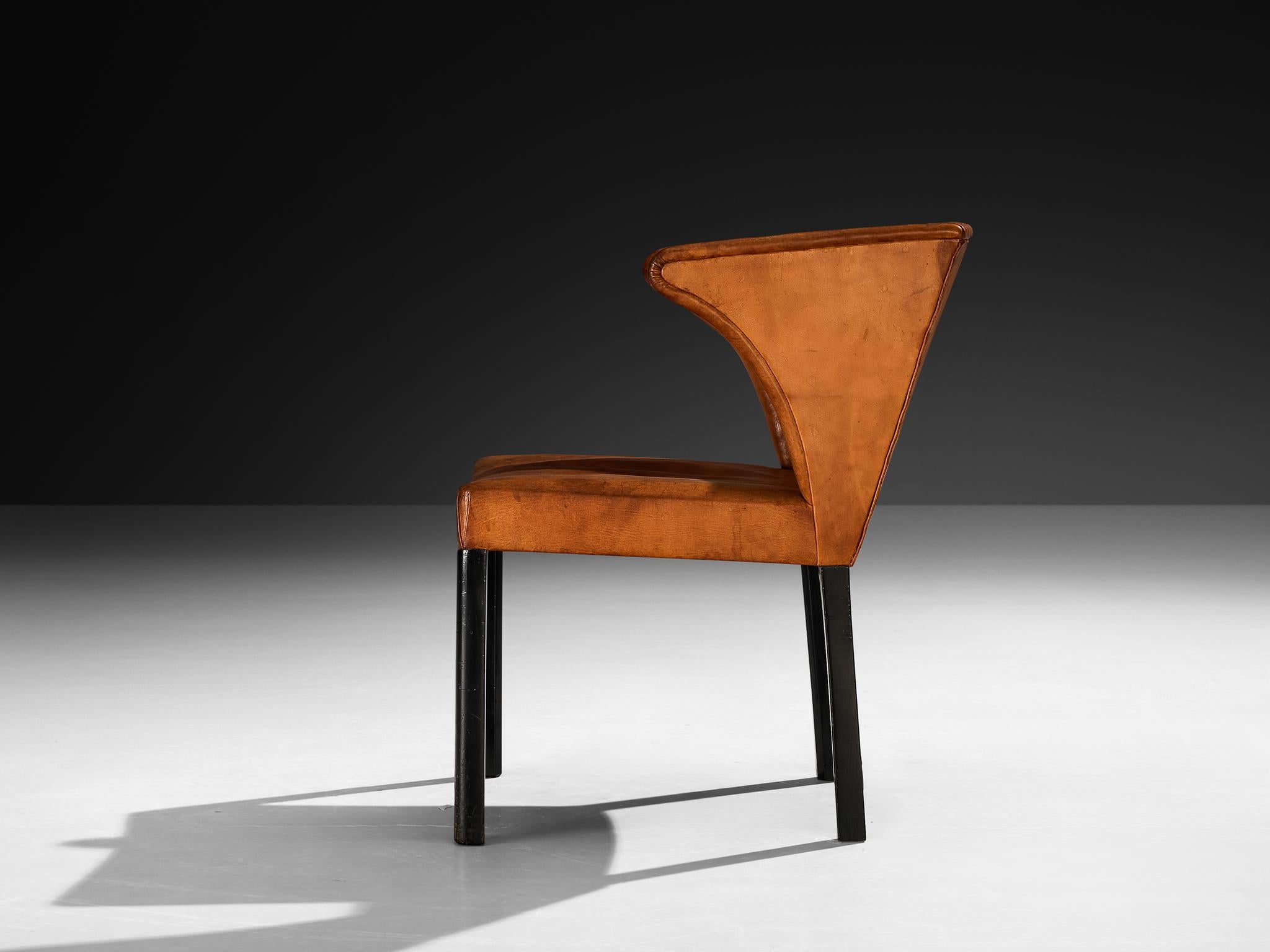 Danish Frits Henningsen Armchair in Patinated Cognac Niger Leather For Sale