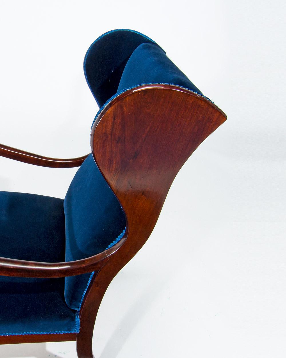 Poltrona Frits Henningsen in velluto, metà del secolo scorso, danese, anni '50 in vendita 3