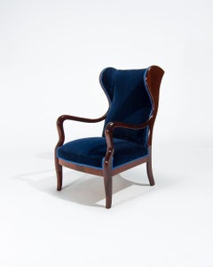 Frits Henningsen Armchair Lounge Chair in Velvet, Danish Mid Century 1950's