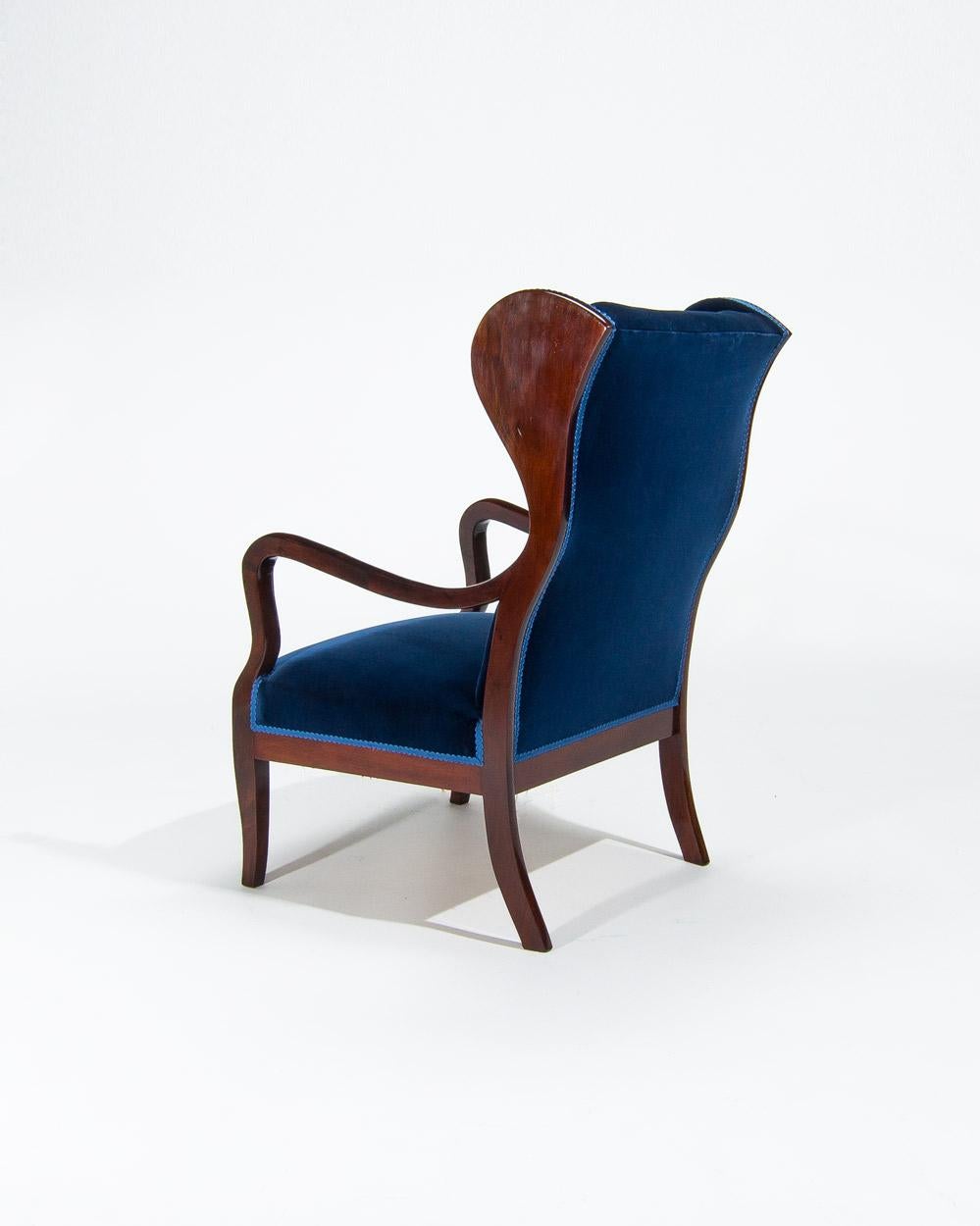 Poltrona Frits Henningsen in velluto, metà del secolo scorso, danese, anni '50 In condizioni buone in vendita a London, GB