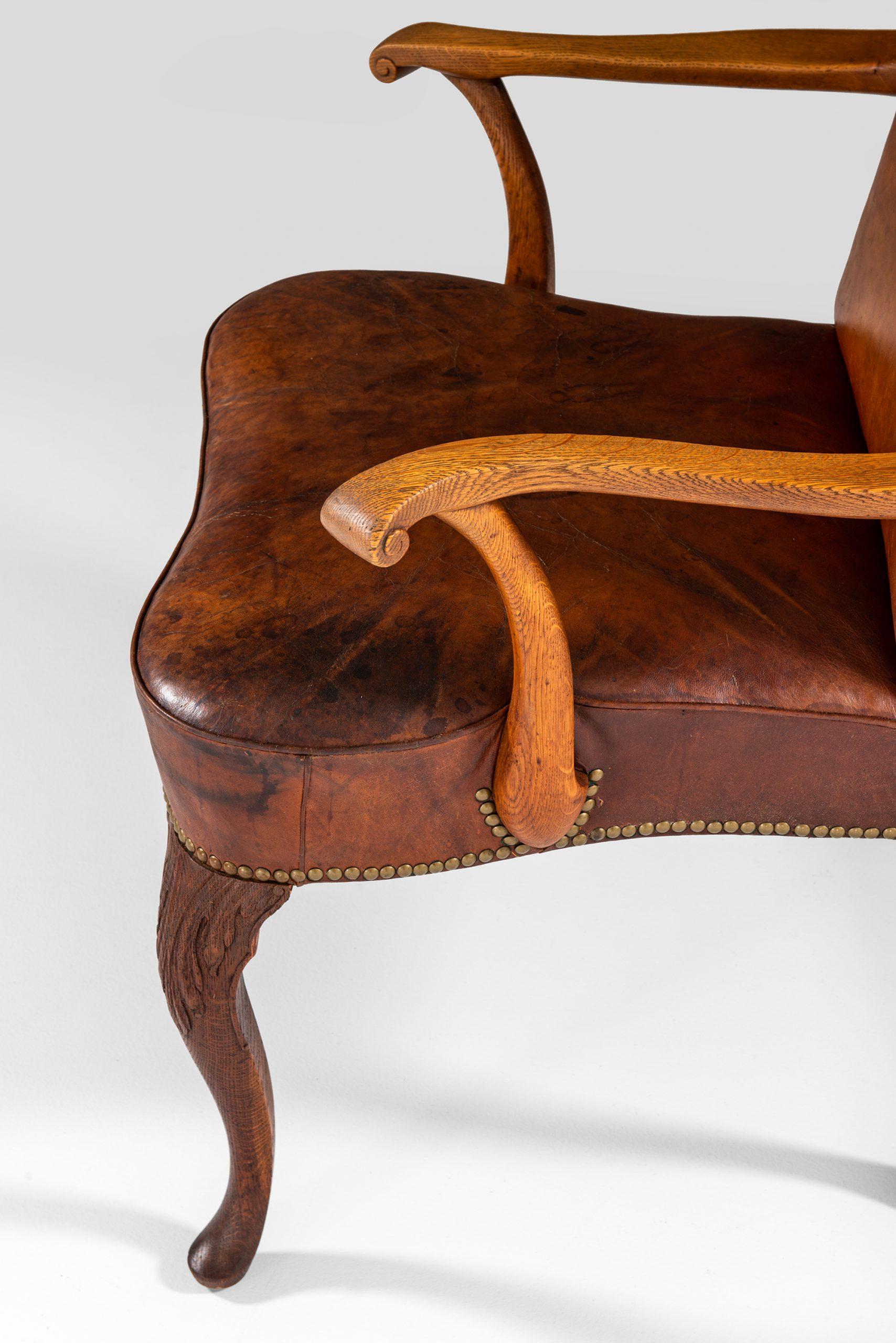 Frits Henningsen Armchair Produced by Cabinetmaker Frits Henningsen in Denmark For Sale 2