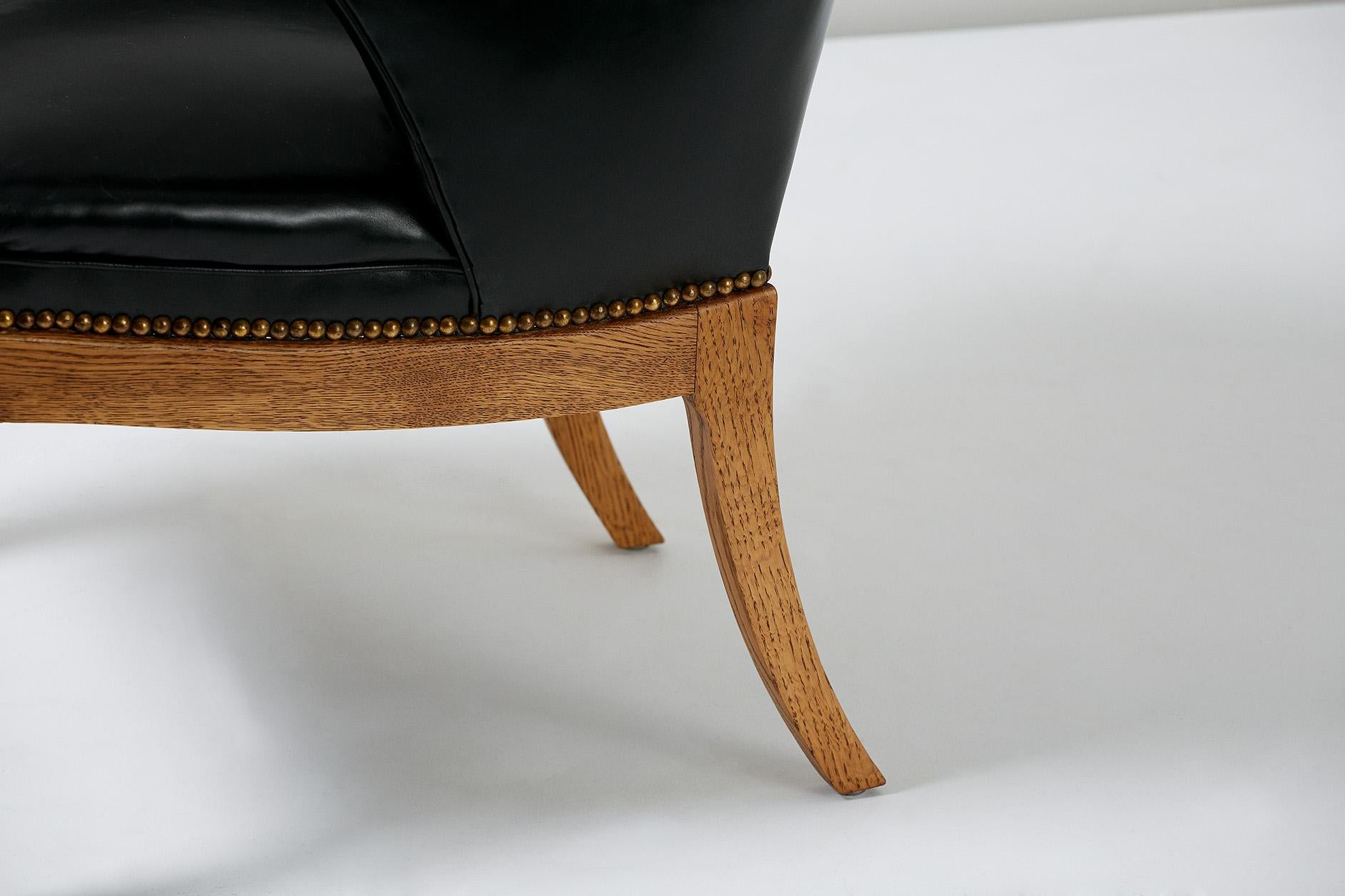 Frits Henningsen-Sessel, Eiche und Leder im Zustand „Gut“ in London, England