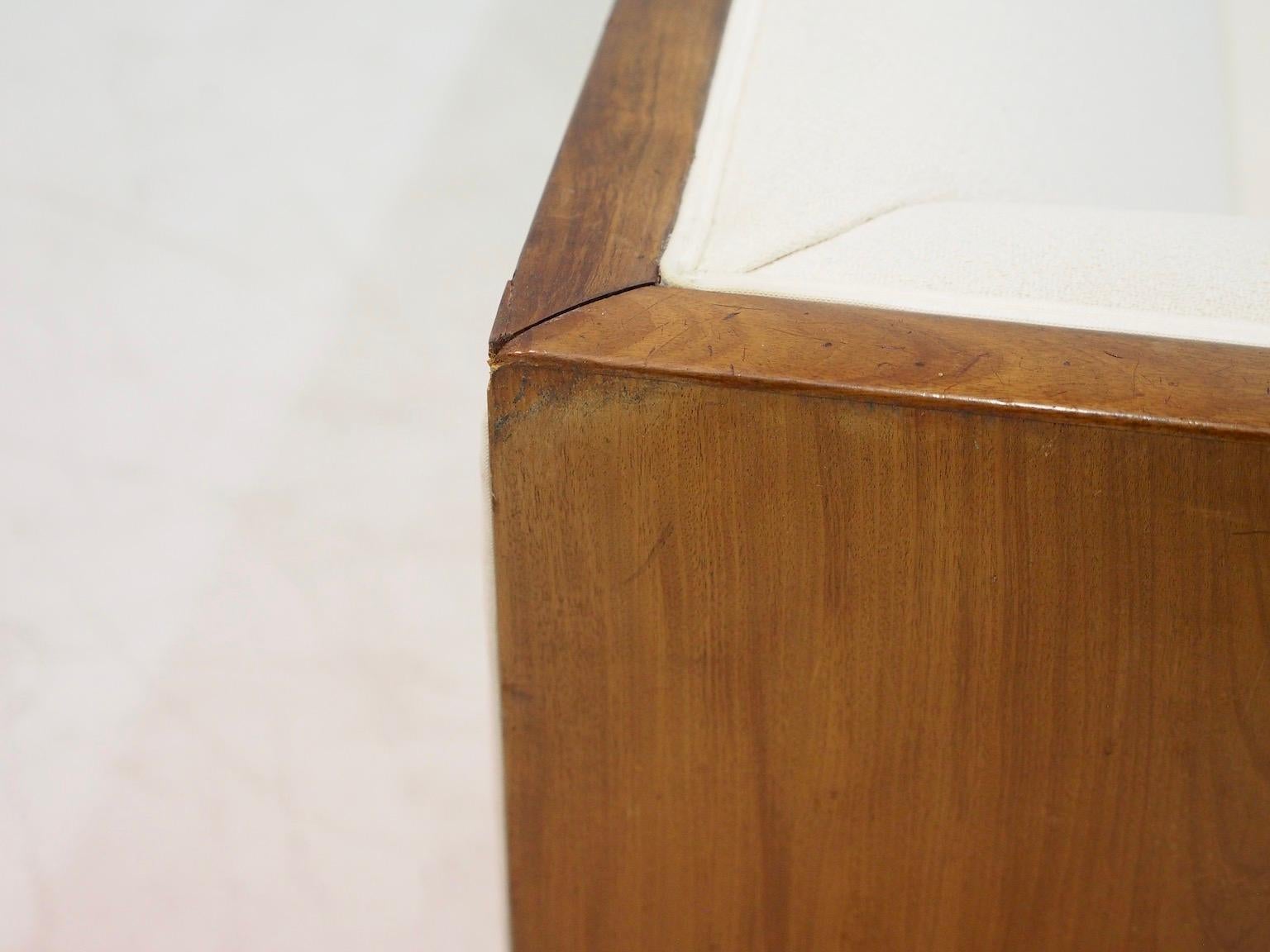 Frits Henningsen Box-Shaped Wooden Sofa with White Fabric Upholstery 4