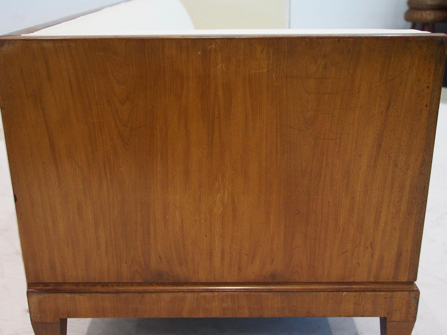 Frits Henningsen Box-Shaped Wooden Sofa with White Fabric Upholstery 5