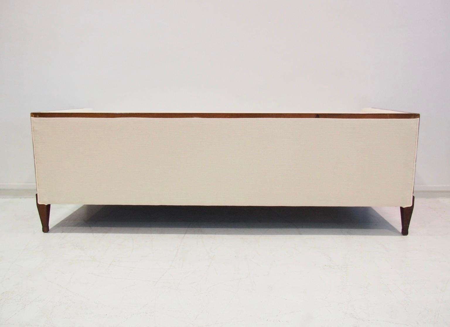 Frits Henningsen Box-Shaped Wooden Sofa with White Fabric Upholstery 6