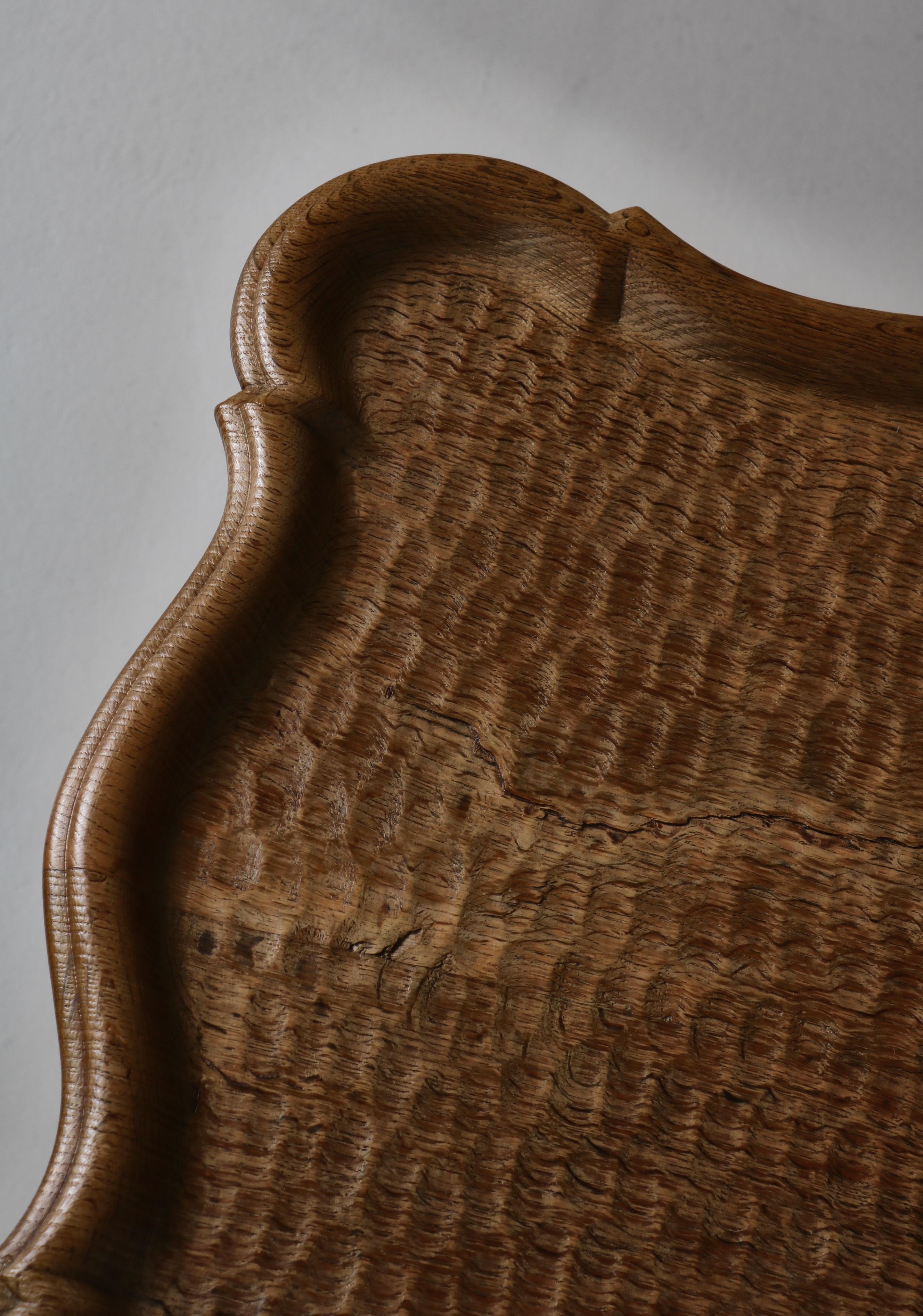 Frits Henningsen Carved Coffee Table with Gouged Top Solid Oak, Denmark, 1940s 2