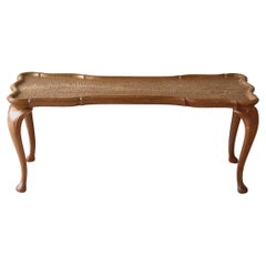 Frits Henningsen Carved Coffee Table with Gouged Top Solid Oak, Denmark, 1940s