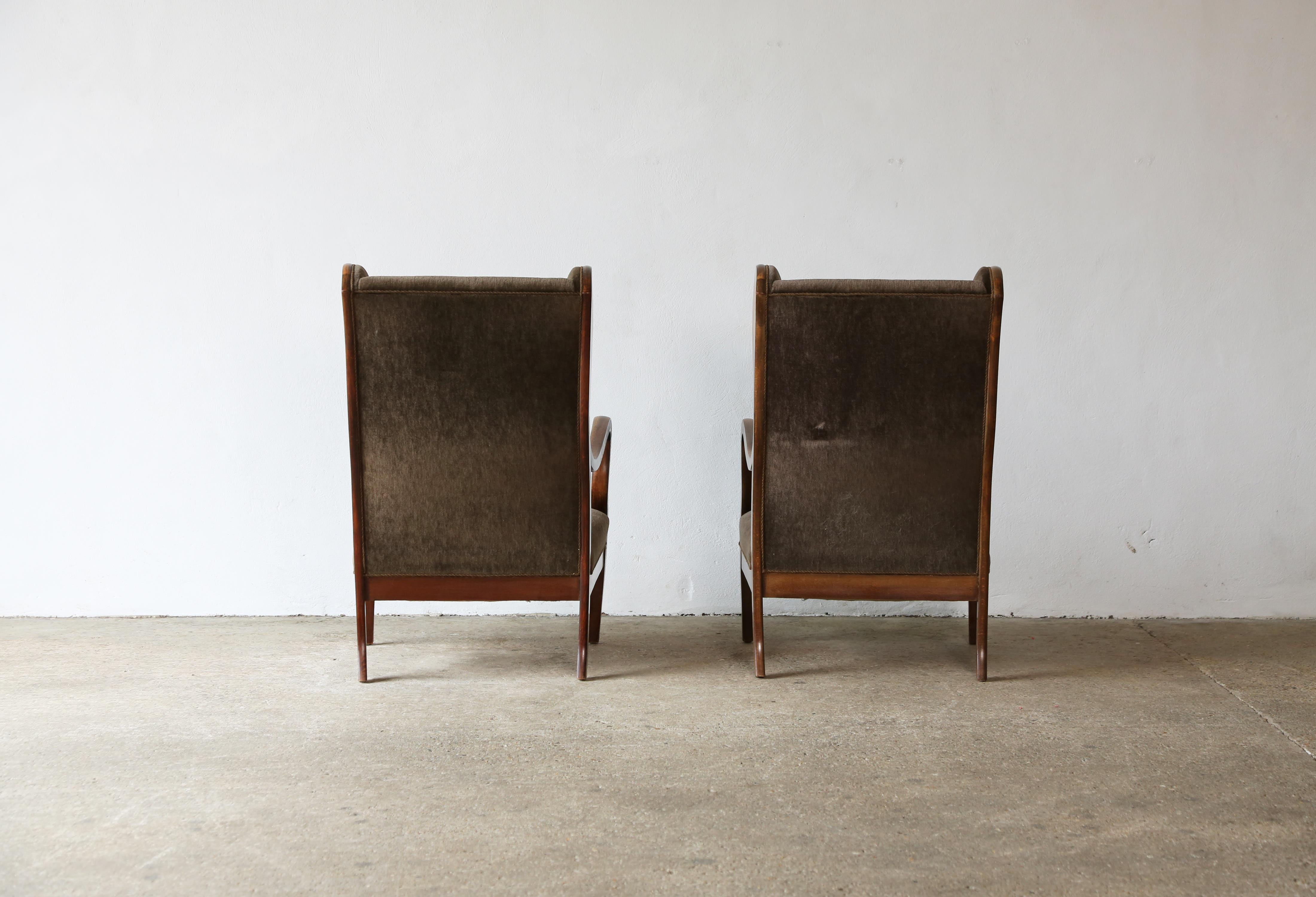 Fabric Frits Henningsen Chairs, Denmark, 1940s