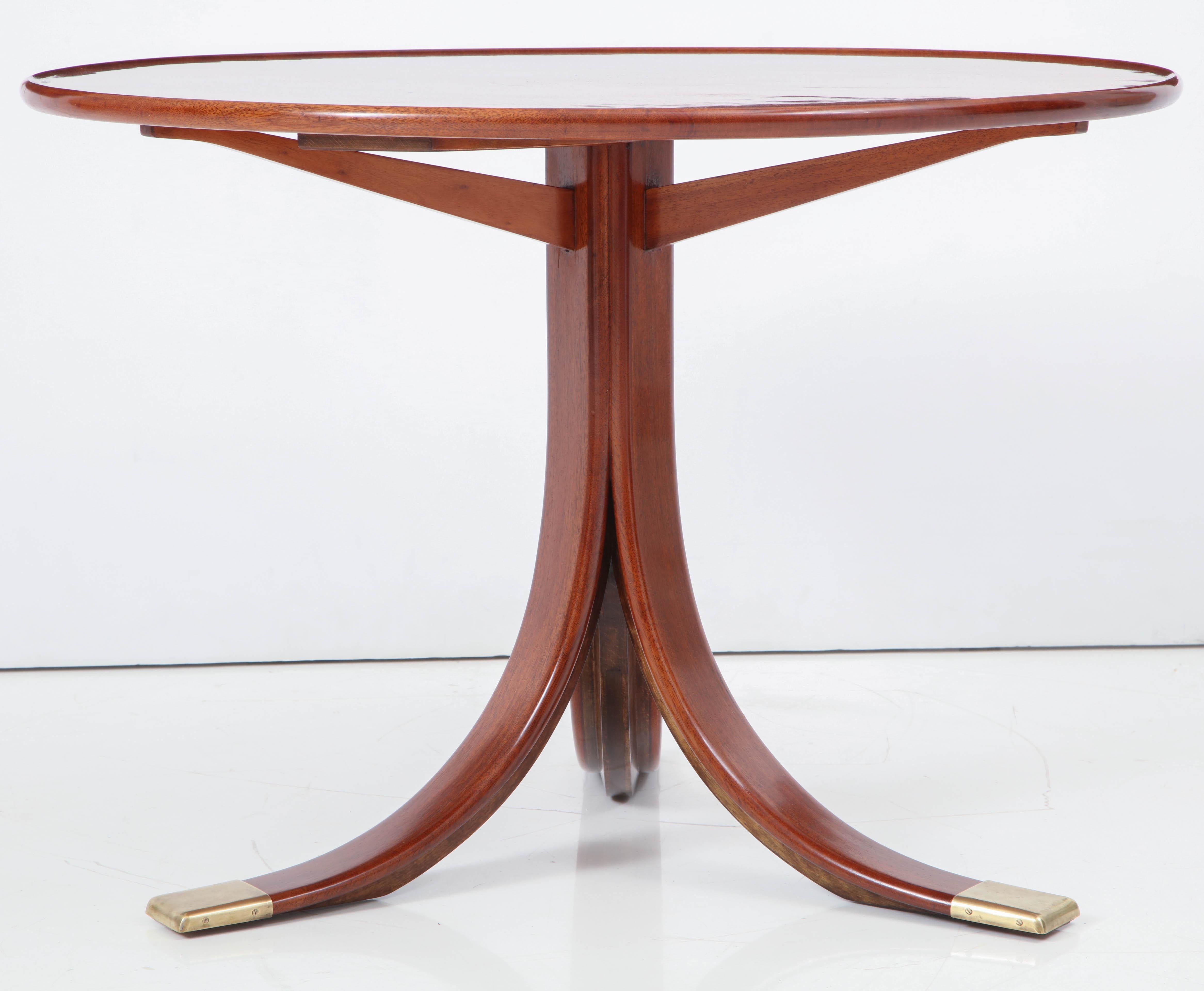Mahogany Frits Henningsen Circular Side Table, circa 1940s