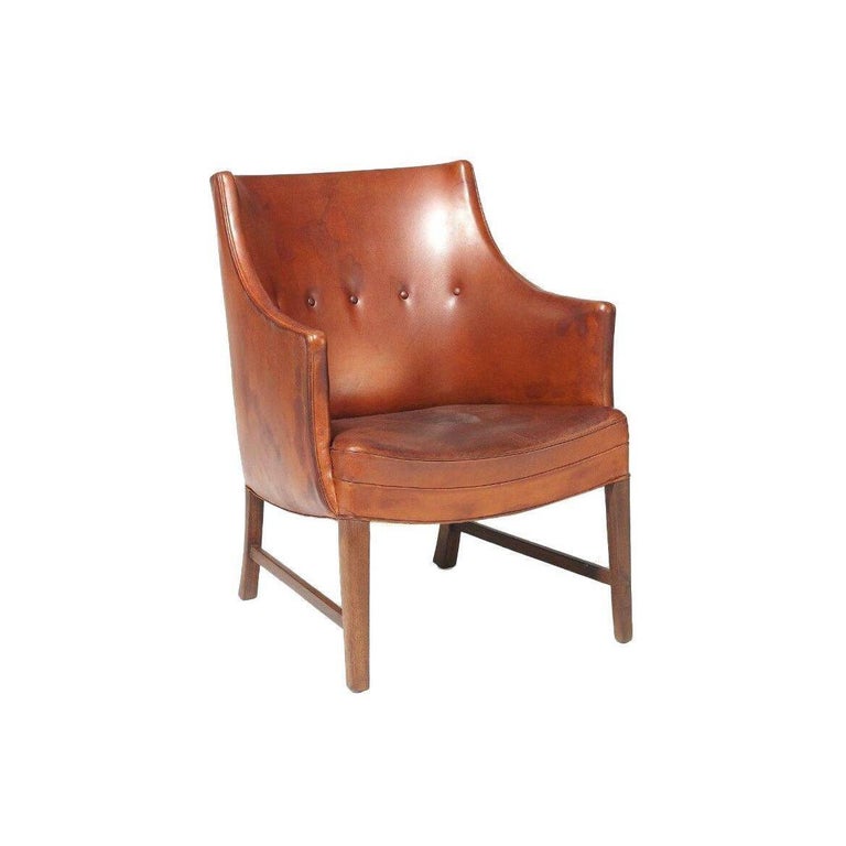 Frits Henningsen Cognac Leather Chair For Sale at 1stDibs