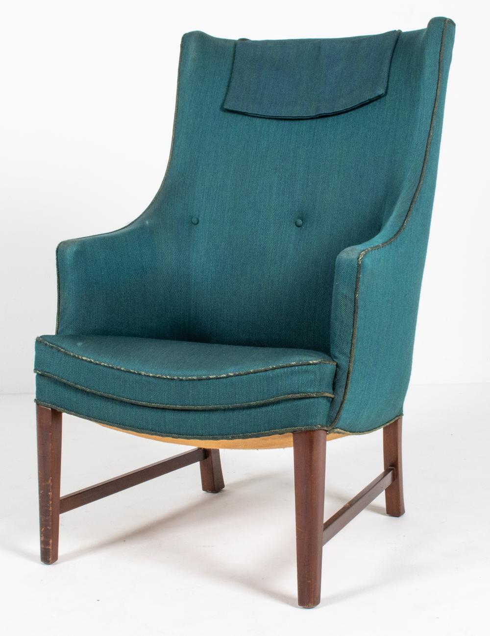 Scandinavian Modern Frits Henningsen Danish Highback Lounge Chair, c. 1940's For Sale