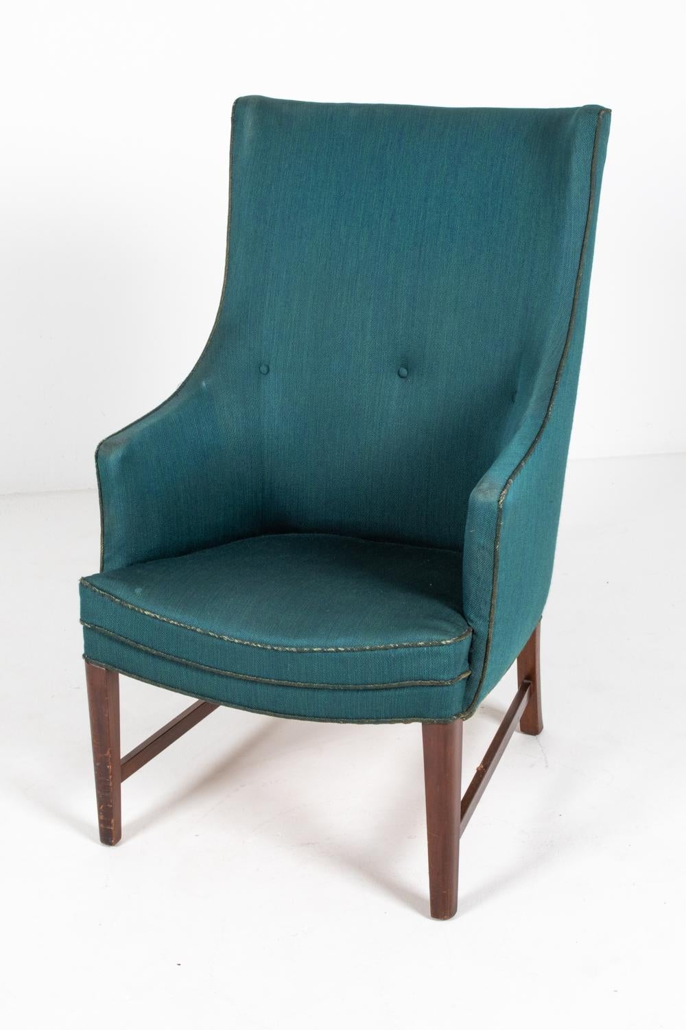 Mid-20th Century Frits Henningsen Danish Highback Lounge Chair, c. 1940's For Sale