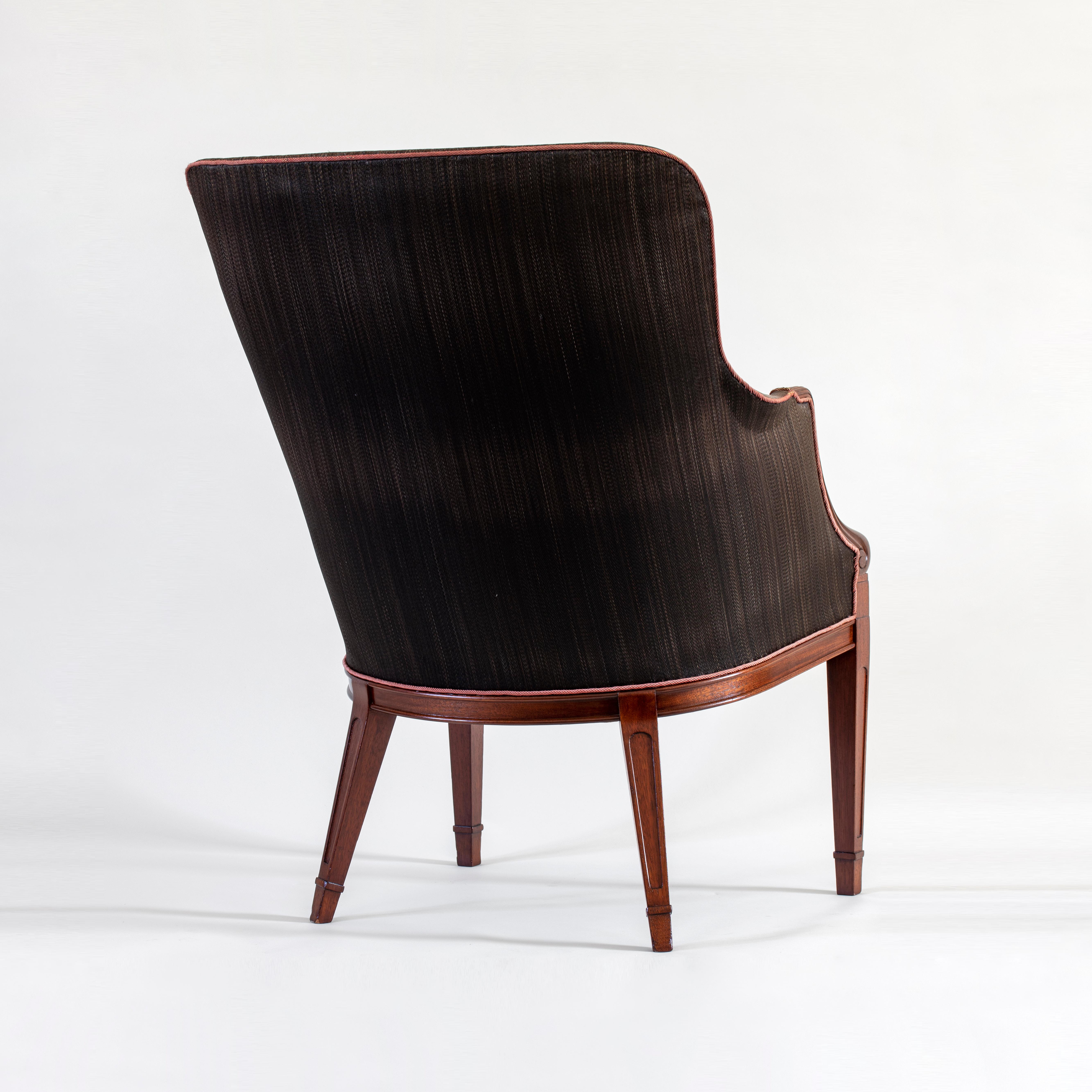 Scandinavian Modern Frits Henningsen, Danish Mahogany and Original Horsehair Upholstery Armchair