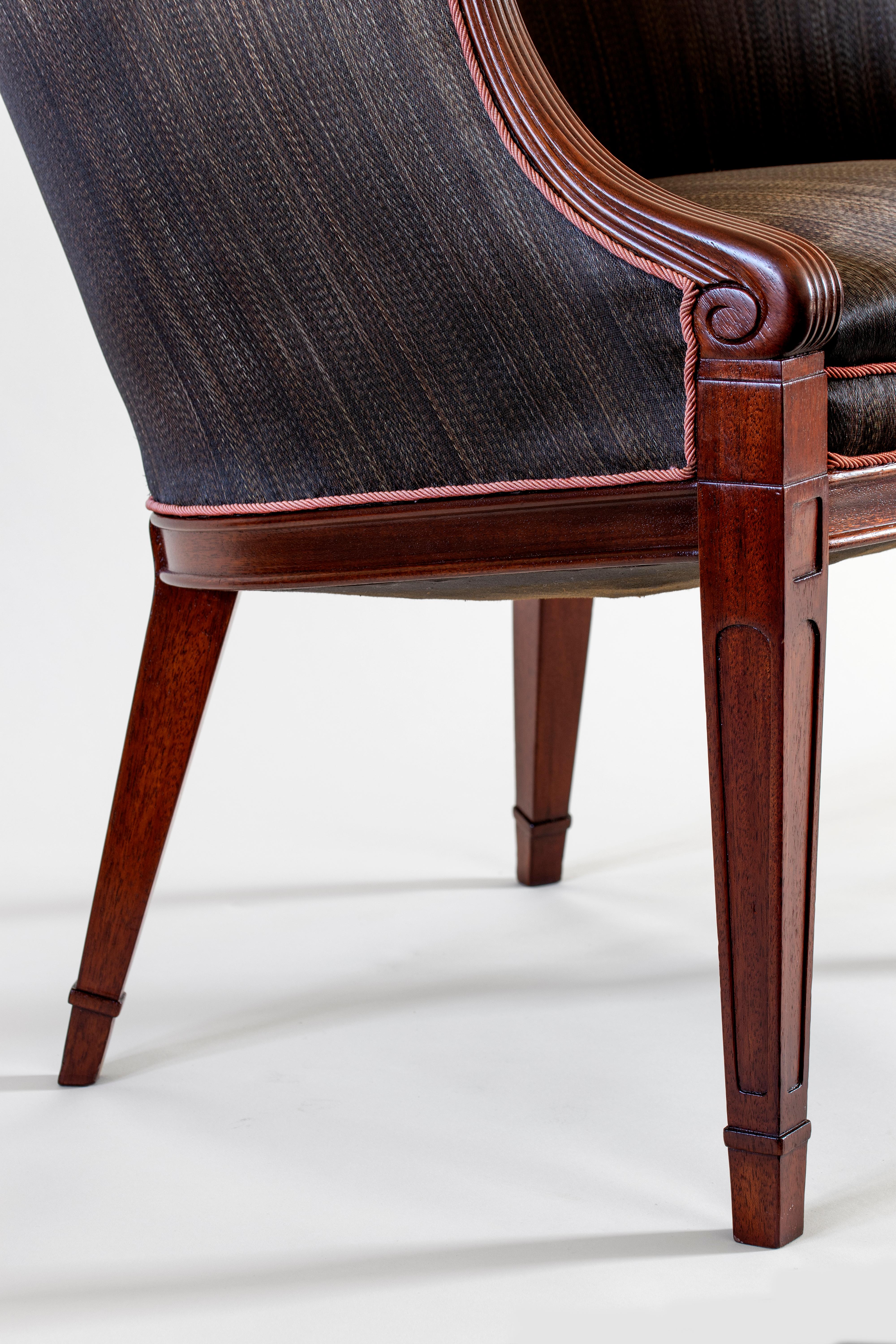 20th Century Frits Henningsen, Danish Mahogany and Original Horsehair Upholstery Armchair