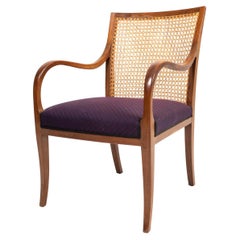 Fauteuil danois en acajou et cannage Frits Henningsen, vers les années 1940