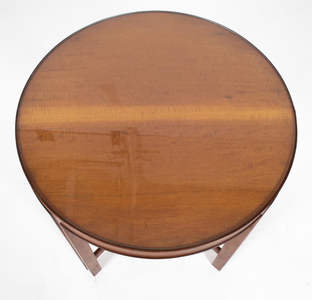 Frits Henningsen Danish Mahogany Round Side Table, c. 1940's In Good Condition For Sale In Norwalk, CT