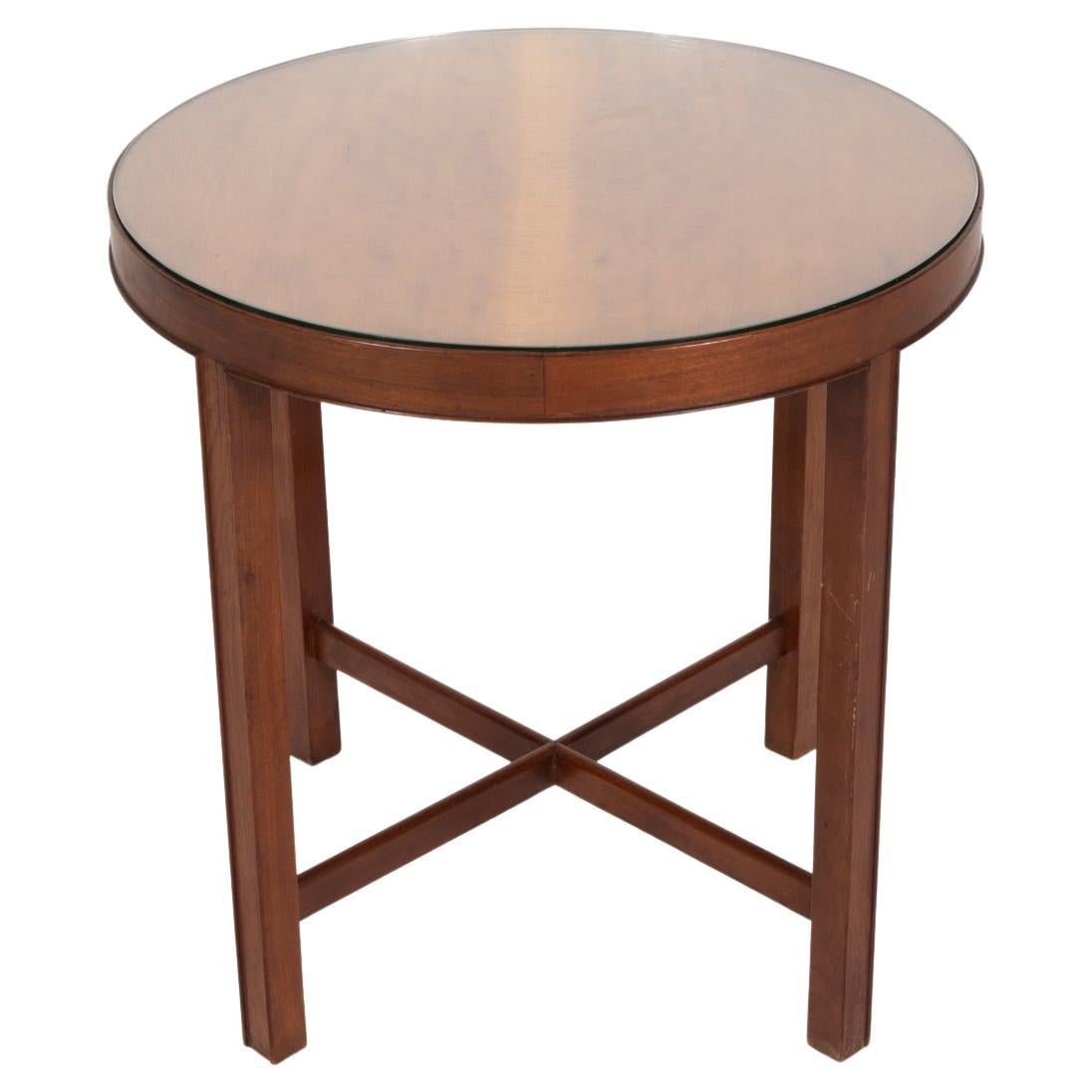 Frits Henningsen Danish Mahogany Round Side Table, c. 1940's For Sale