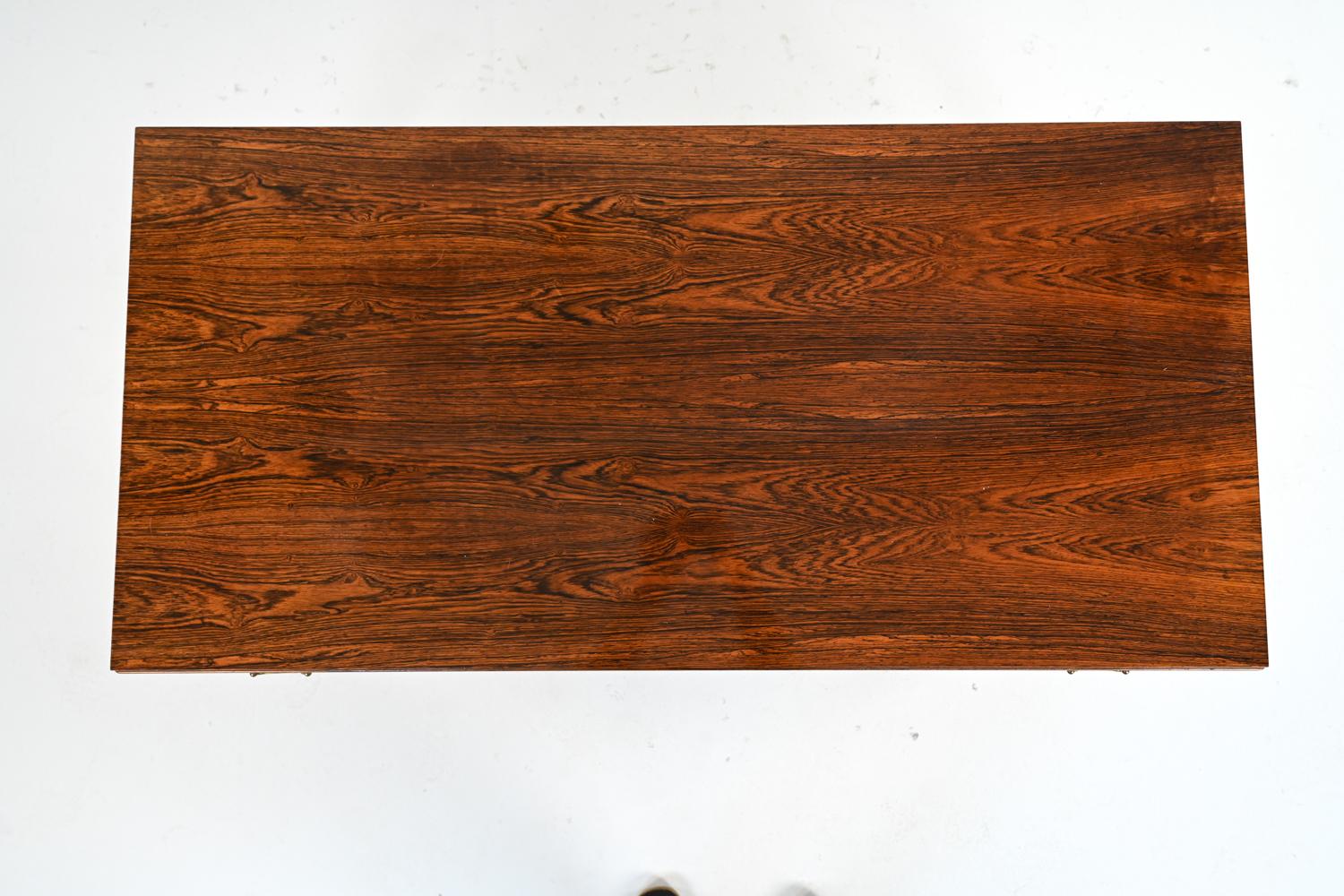 Brass Frits Henningsen Danish Mid-Century Rosewood Coffee Table For Sale