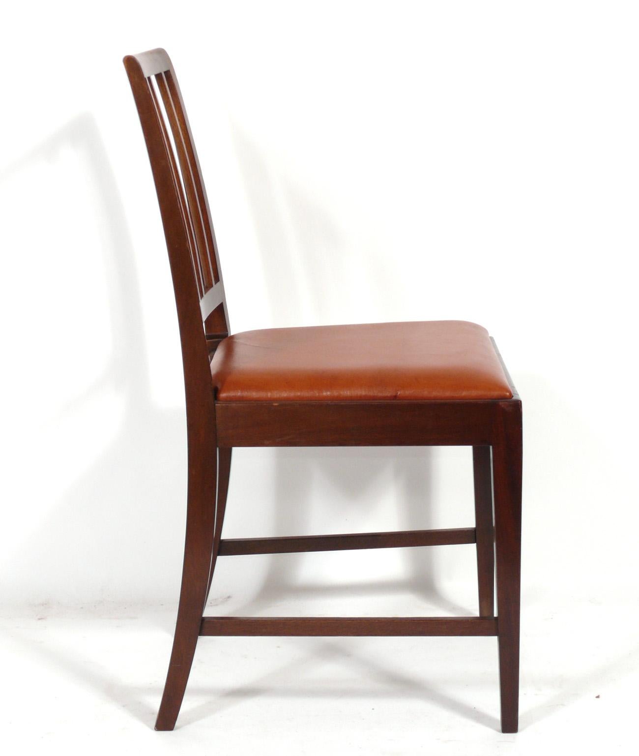 Frits Henningsen Danish Modern Dining Chairs, circa 1930s In Good Condition For Sale In Atlanta, GA