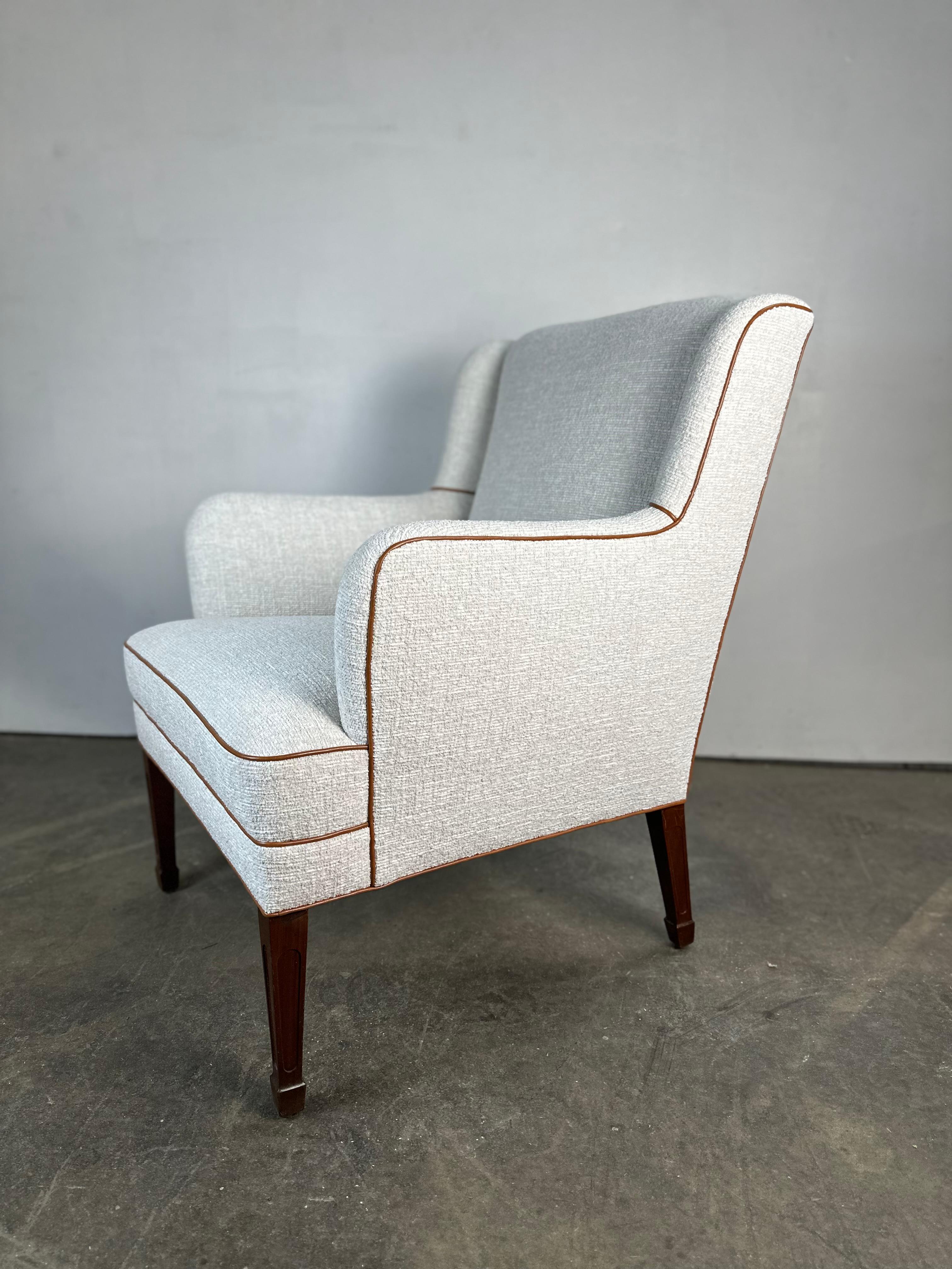 Textile Frits Henningsen Danish Modern Lounge Chair with New Upholstery For Sale