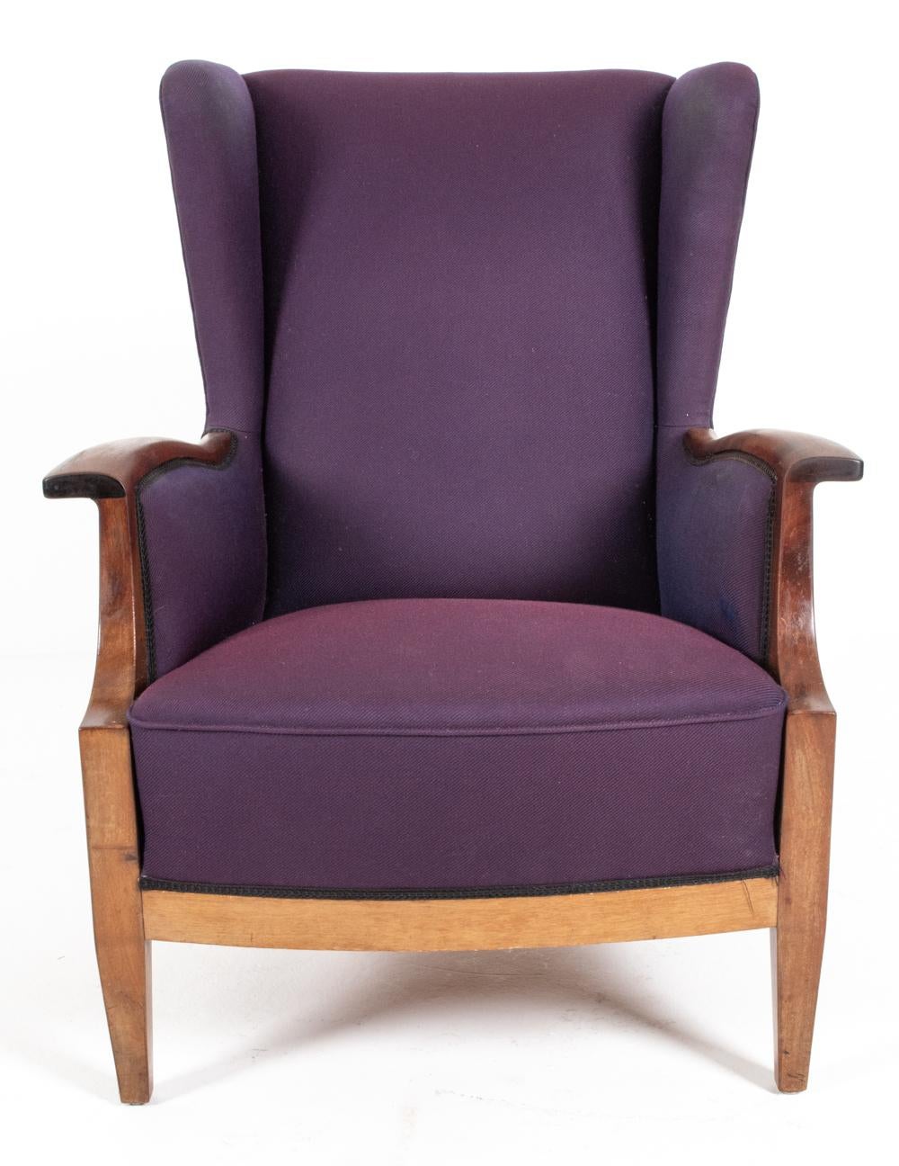 Scandinavian Modern Frits Henningsen Danish Wingback Lounge Chair, c. 1940's  For Sale