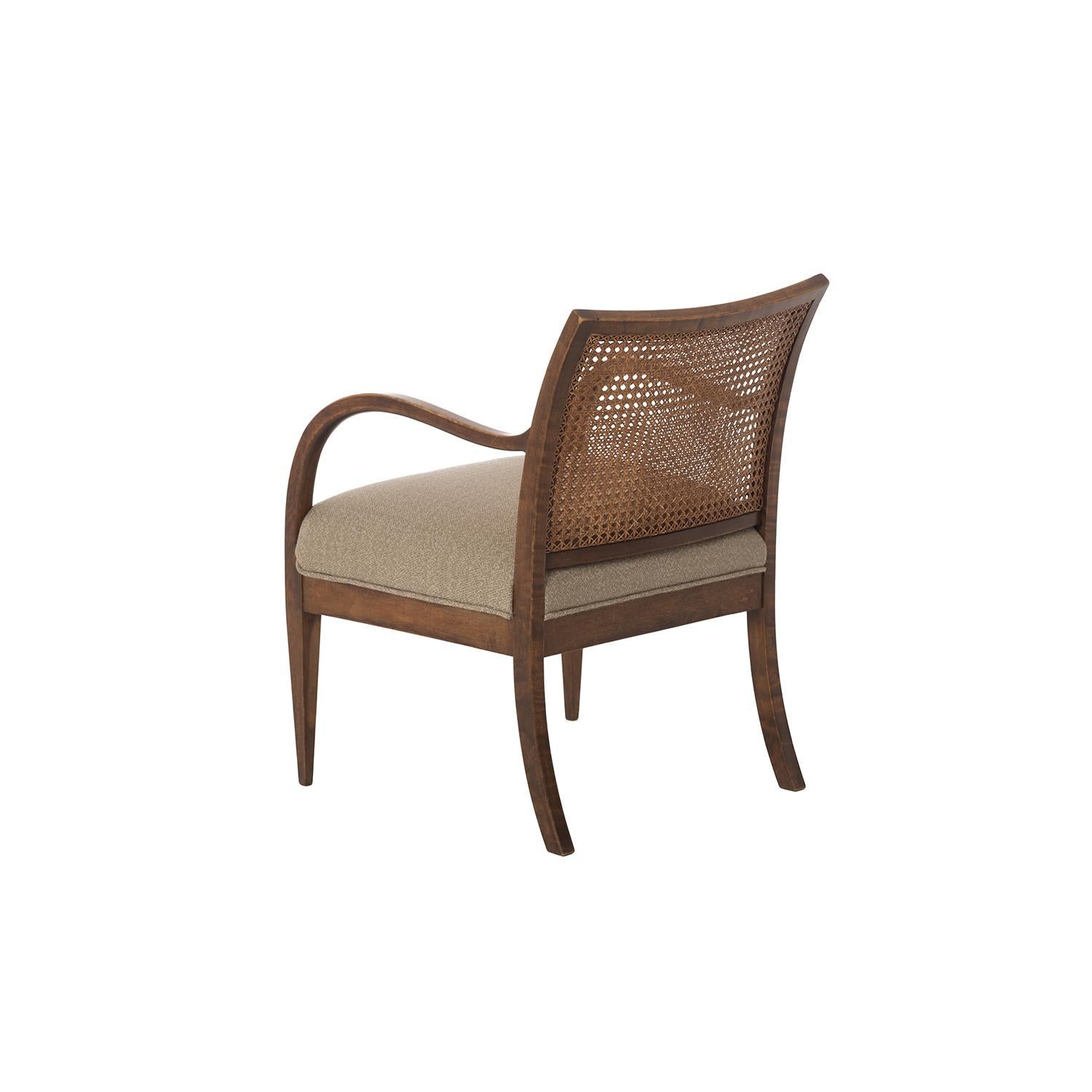 Stained Frits Henningsen Double Layer Caned Back Transitional Modern Armchair For Sale