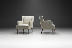 Frits Henningsen Easy Chairs with Fluted Legs, Denmark, 1940s