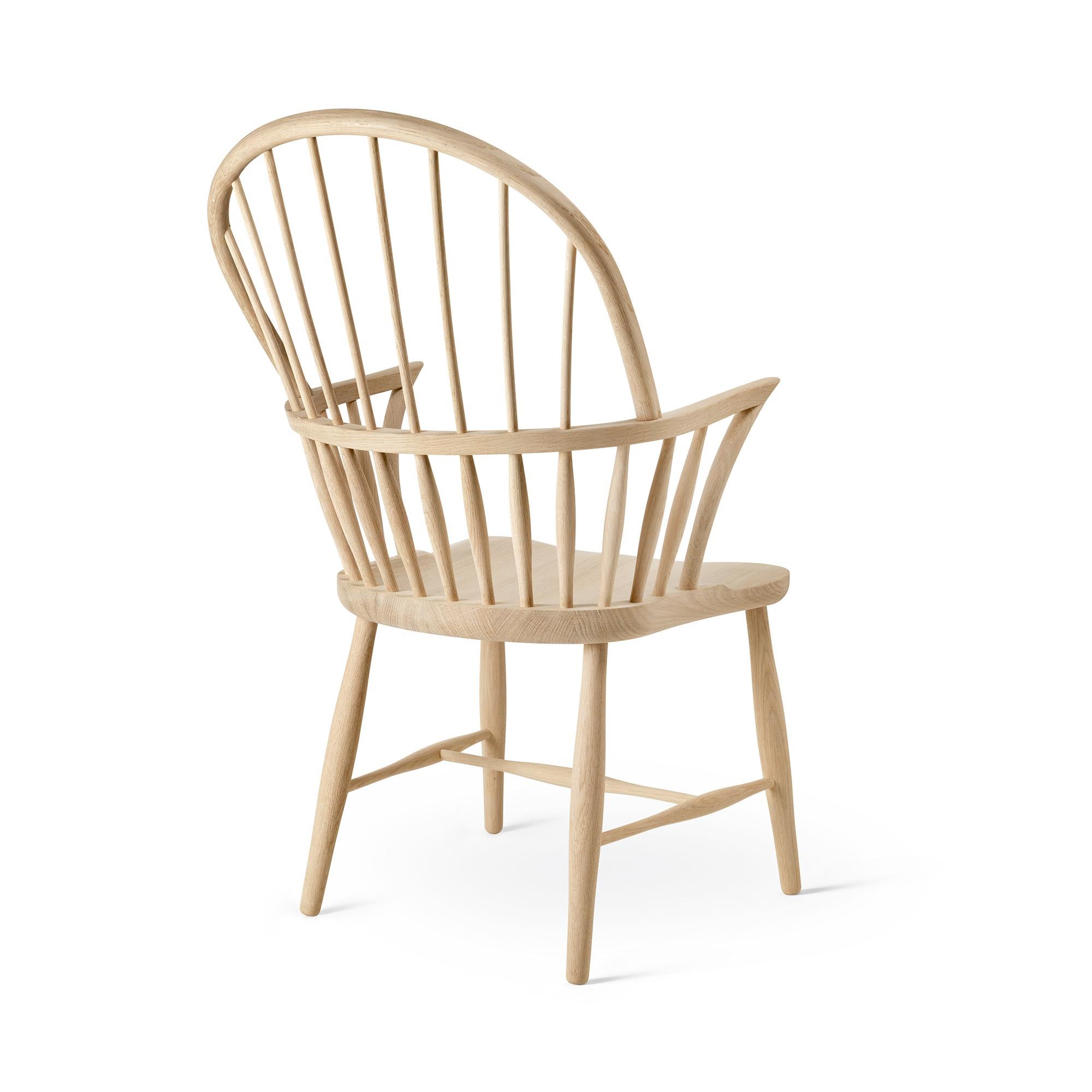 Frits Henningsen 'FH38 Windsor' chair in Soaped Oak for Carl Hansen & Son.

The story of Danish Modern begins in 1908 when Carl Hansen opened his first workshop. His firm commitment to beauty, comfort, refinement, and craftsmanship is evident in