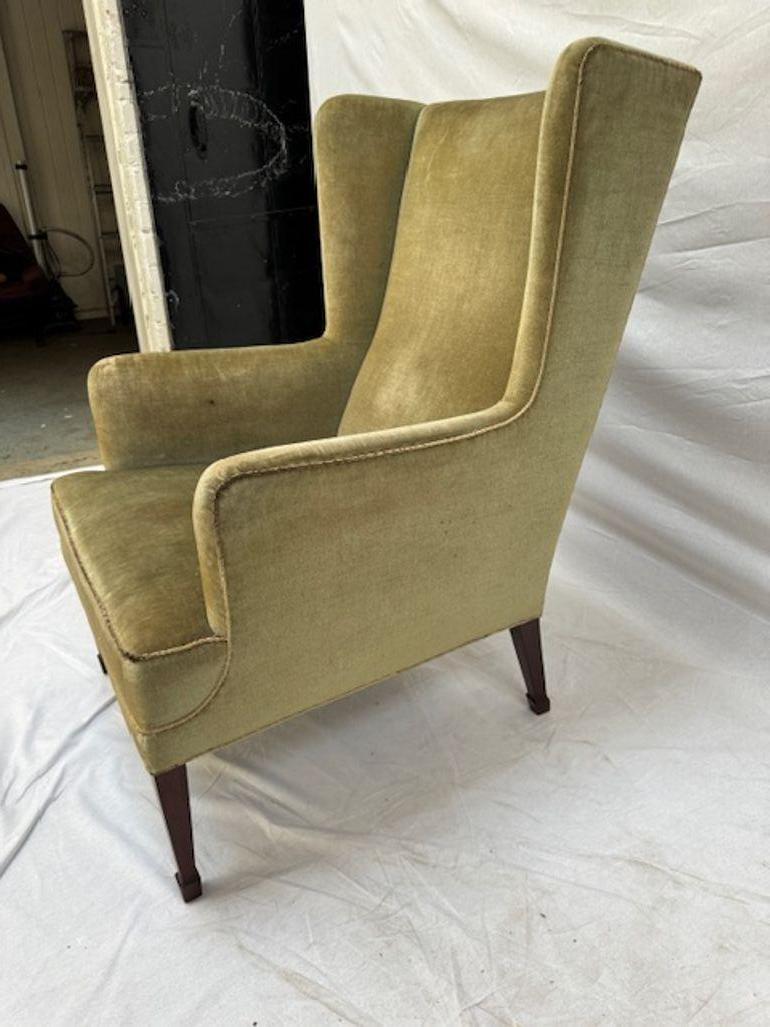 Frits Henningsen High-Back Lounge Chair. Nice Traditional Design. Mahogany Legs. Unmarked.