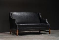 Frits Henningsen Leather Sofa, Mahogany, Denmark