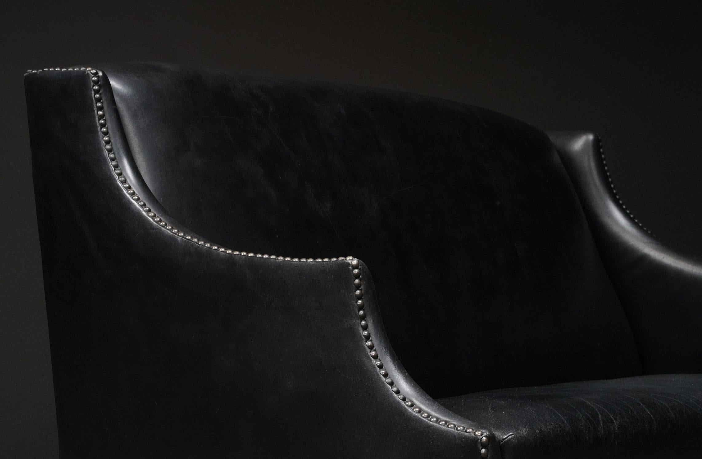 20th Century Frits Henningsen Leather Sofa, Mahogany, Denmark  For Sale