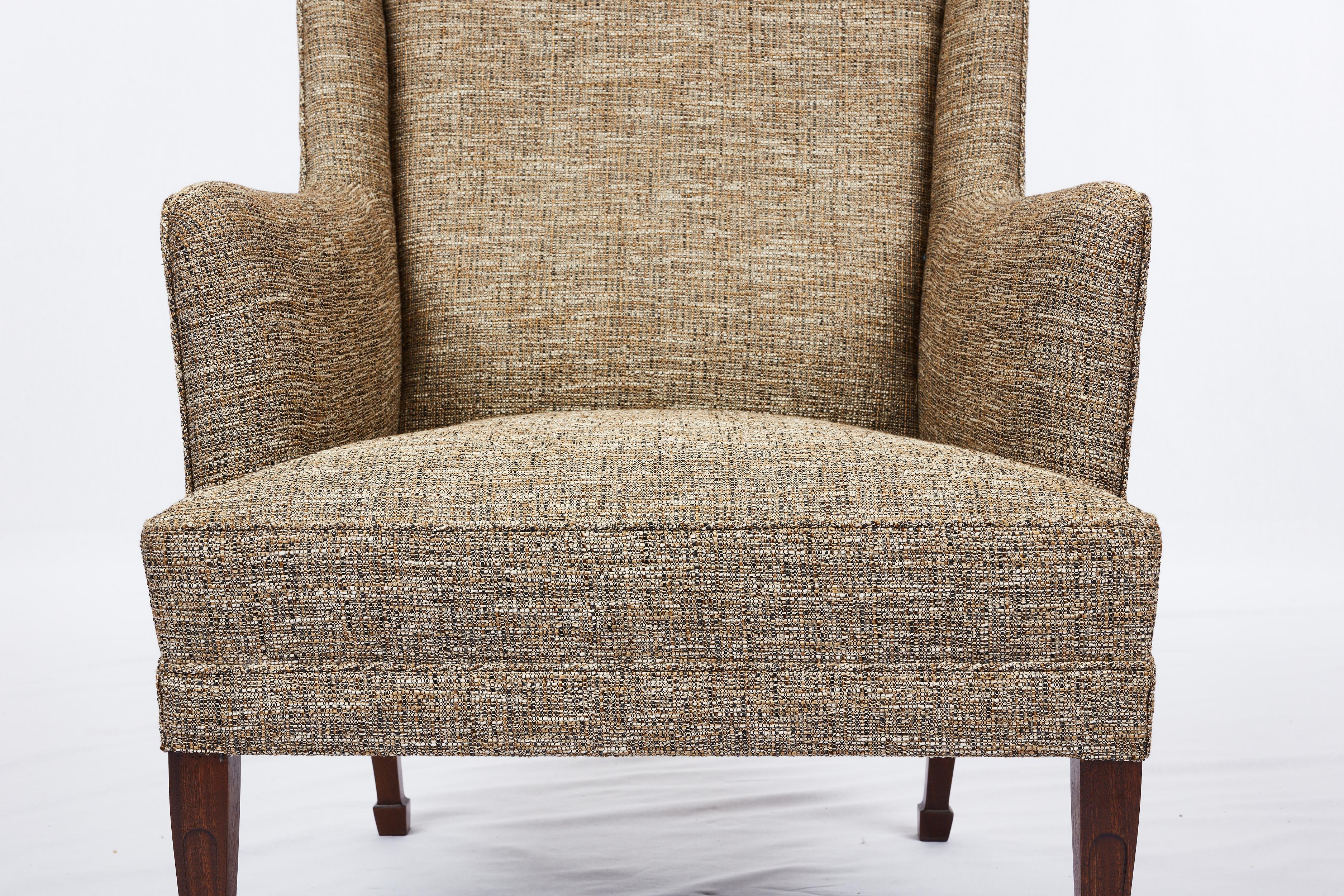 Fabric Frits Henningsen Lounge Chair For Sale