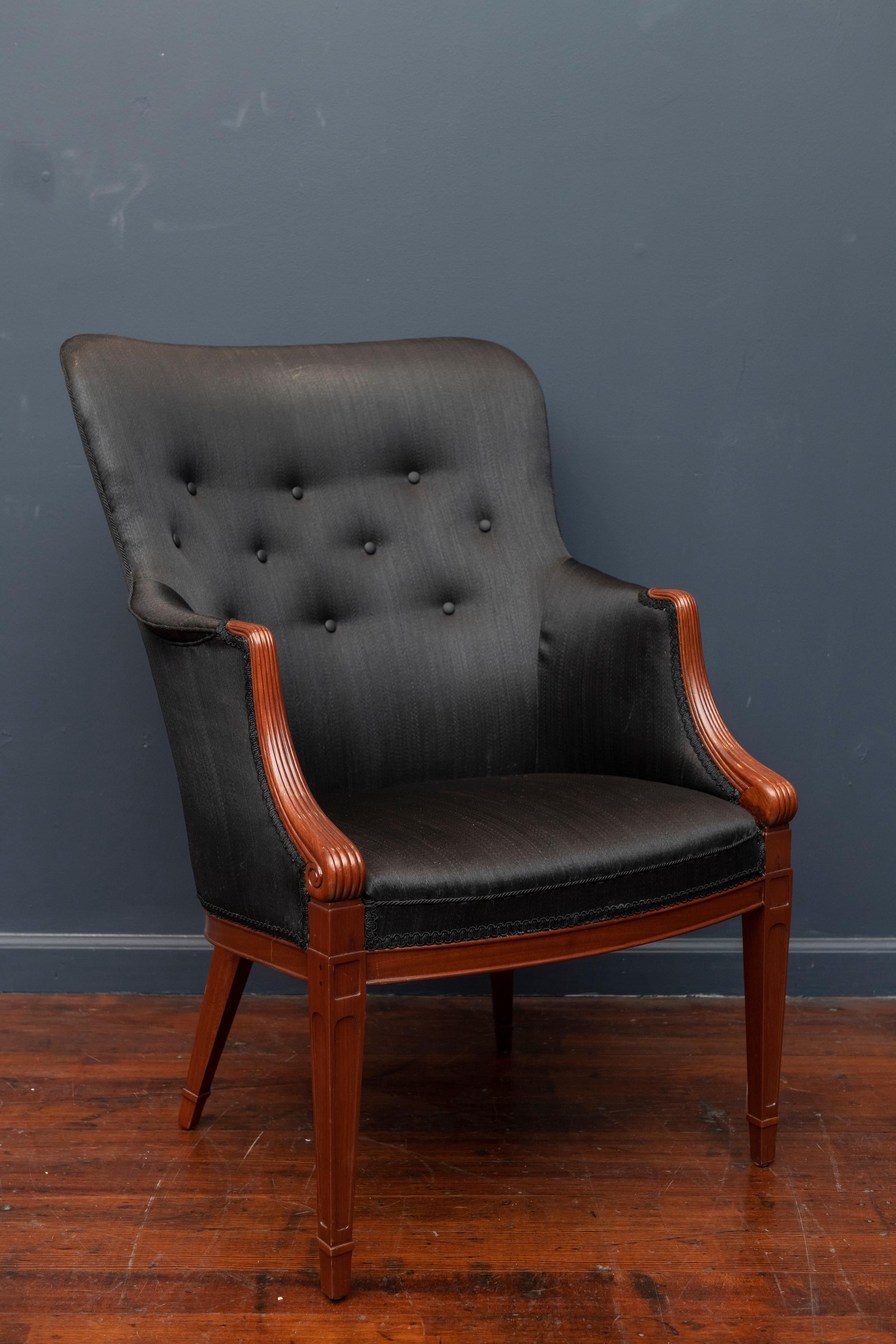 Frits Henningsen lounge chair, recently upholstered and very comfortable.