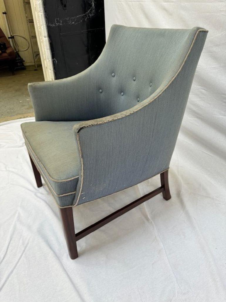 Frits Henningsen Lounge Chair. Nice Classic Design. Beech Legs. Unmarked