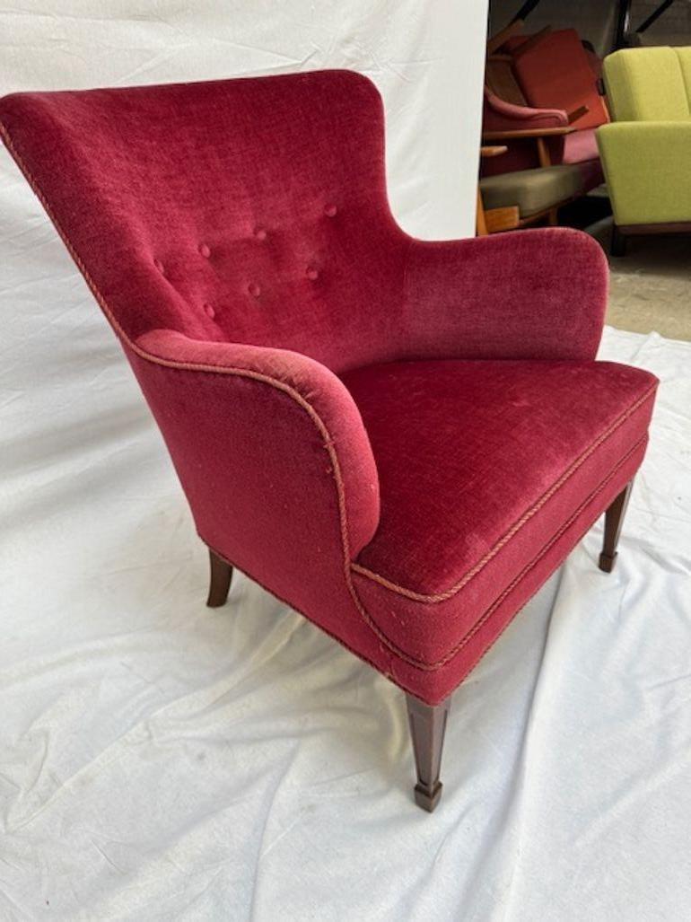 Fabric Frits Henningsen Lounge Chair For Sale