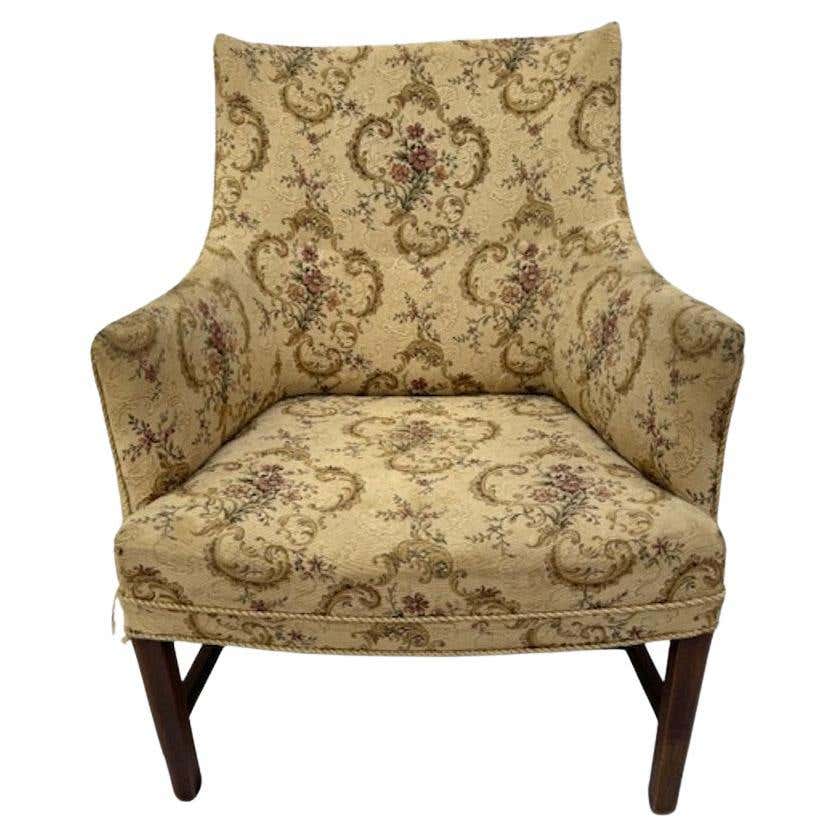 Frits Henningsen Lounge Chair in Patterned Upholstery and Wood For Sale ...