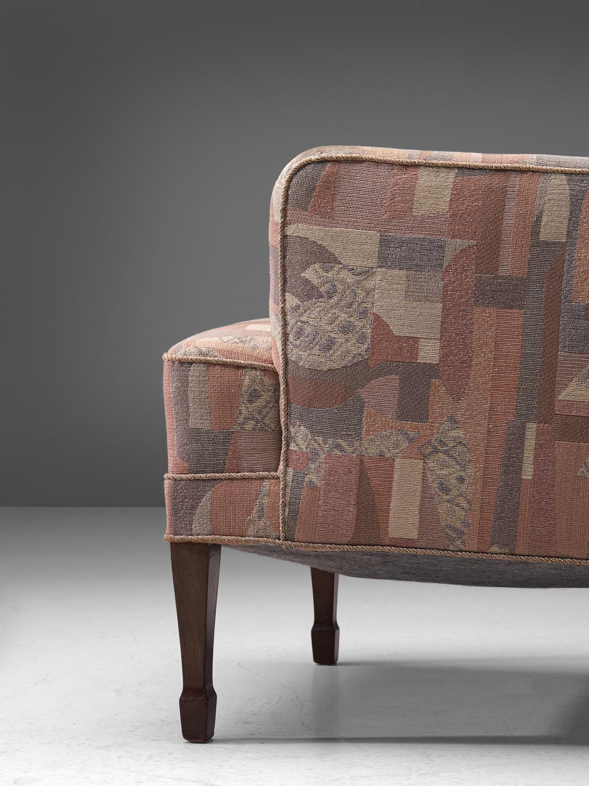 Mid-20th Century Frits Henningsen Lounge Chair in Pastel Upholstery
