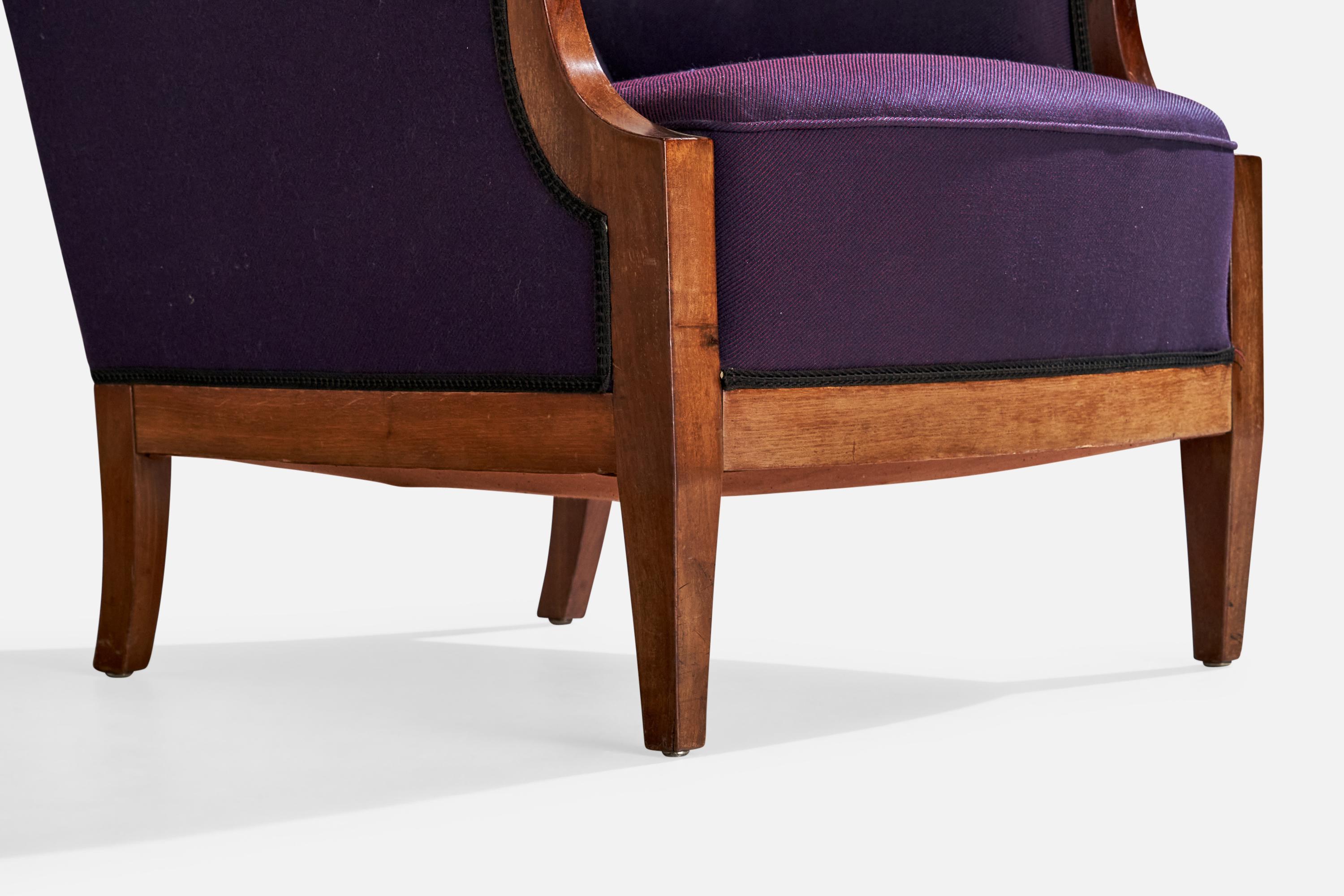 Frits Henningsen, Lounge Chair, Mahogany, Fabric, Denmark, 1940s For Sale 4