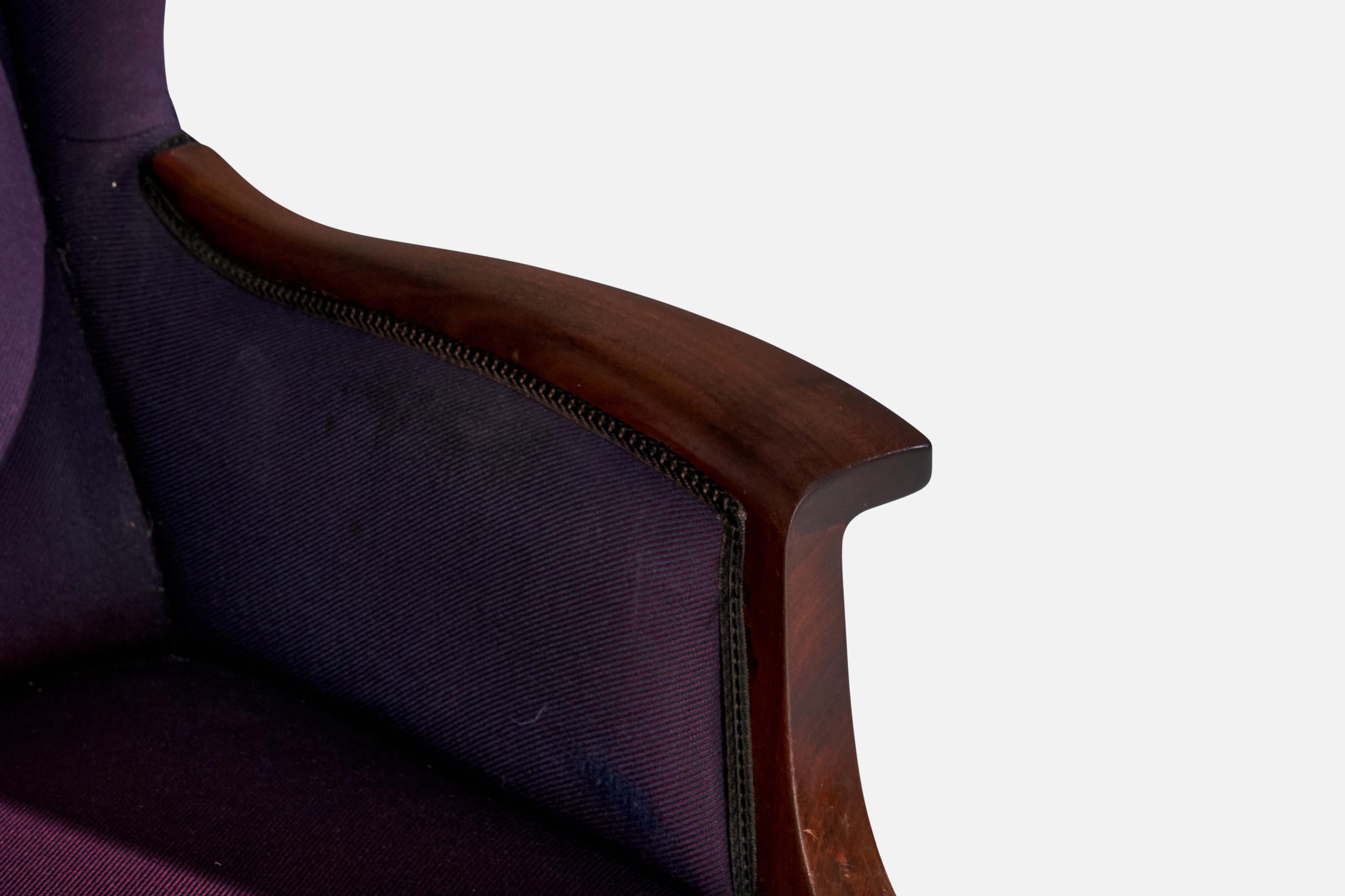 Frits Henningsen, Lounge Chair, Mahogany, Fabric, Denmark, 1940s For Sale 5