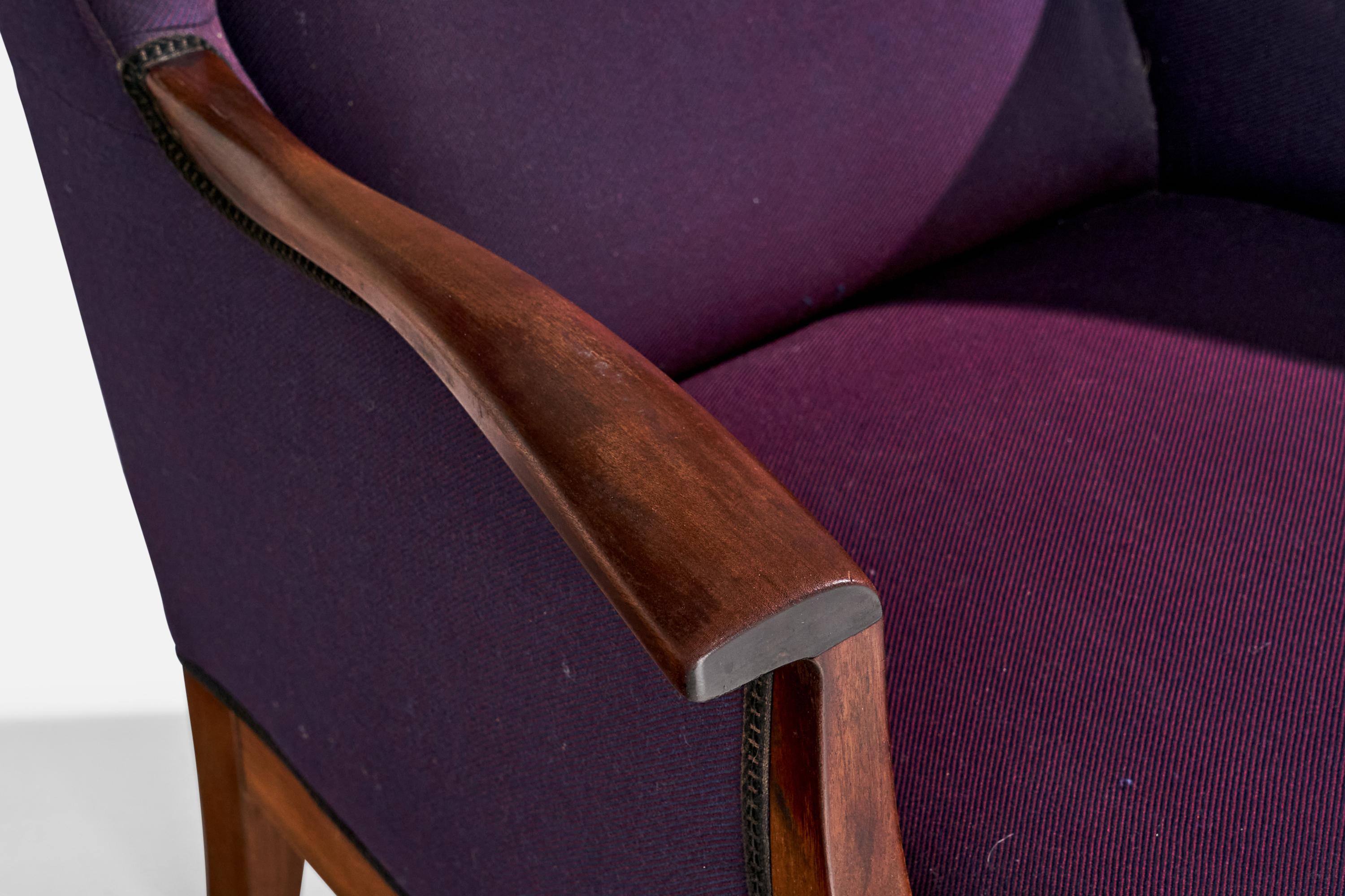 Frits Henningsen, Lounge Chair, Mahogany, Fabric, Denmark, 1940s For Sale 6