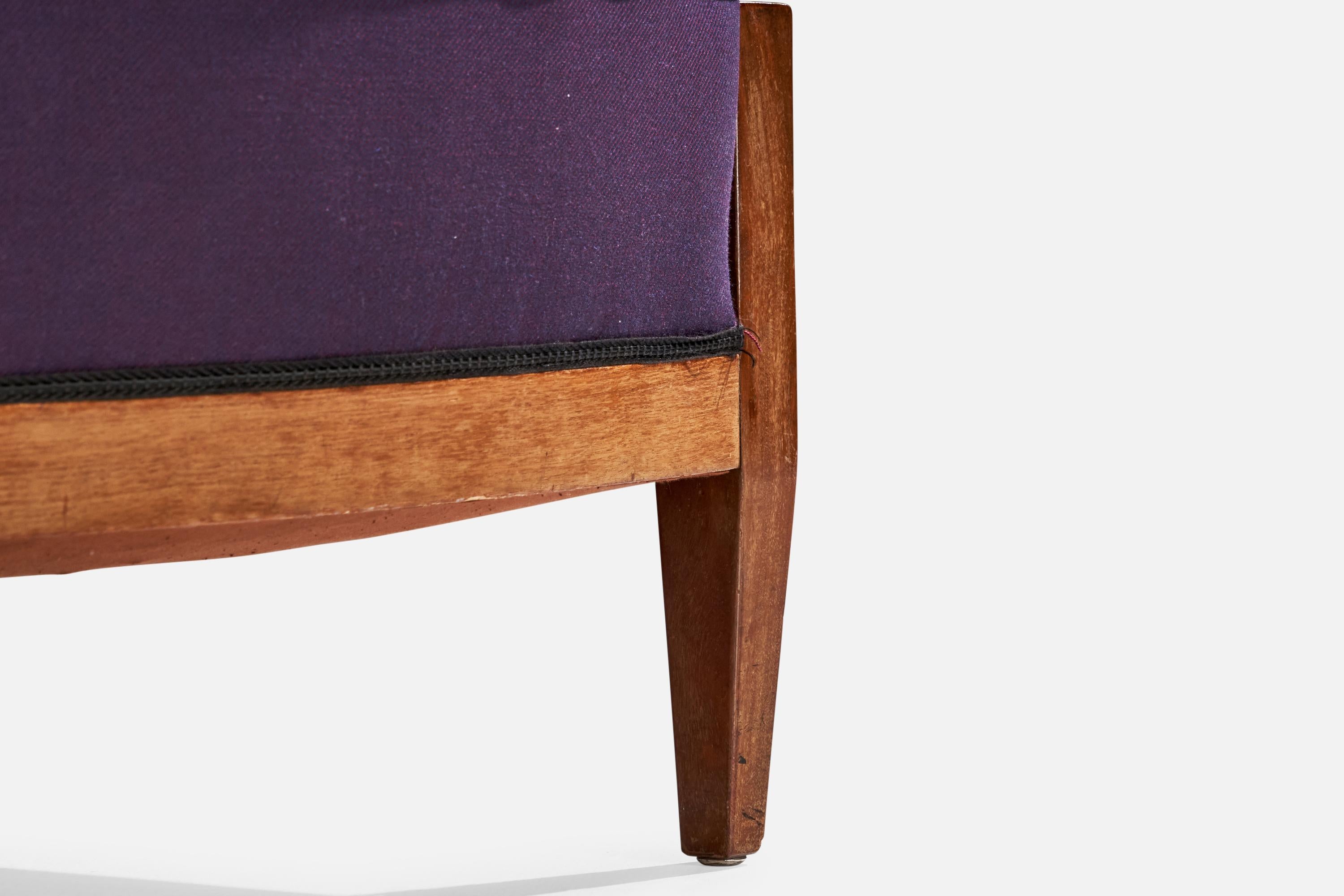 Frits Henningsen, Lounge Chair, Mahogany, Fabric, Denmark, 1940s For Sale 7
