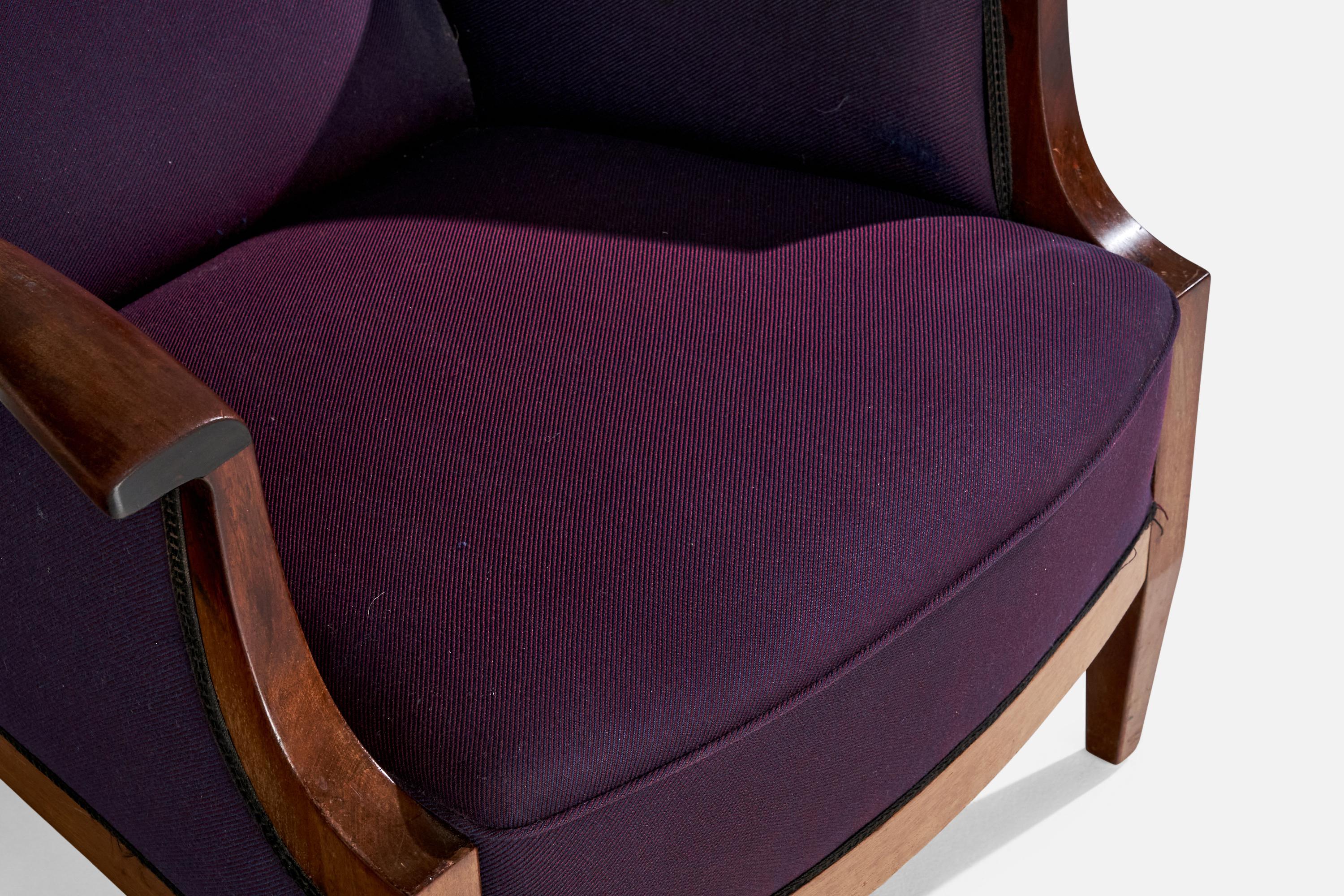 Frits Henningsen, Lounge Chair, Mahogany, Fabric, Denmark, 1940s For Sale 3