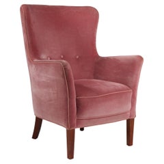 Frits Henningsen, Lounge Chair Rosa Velvet, 1940s