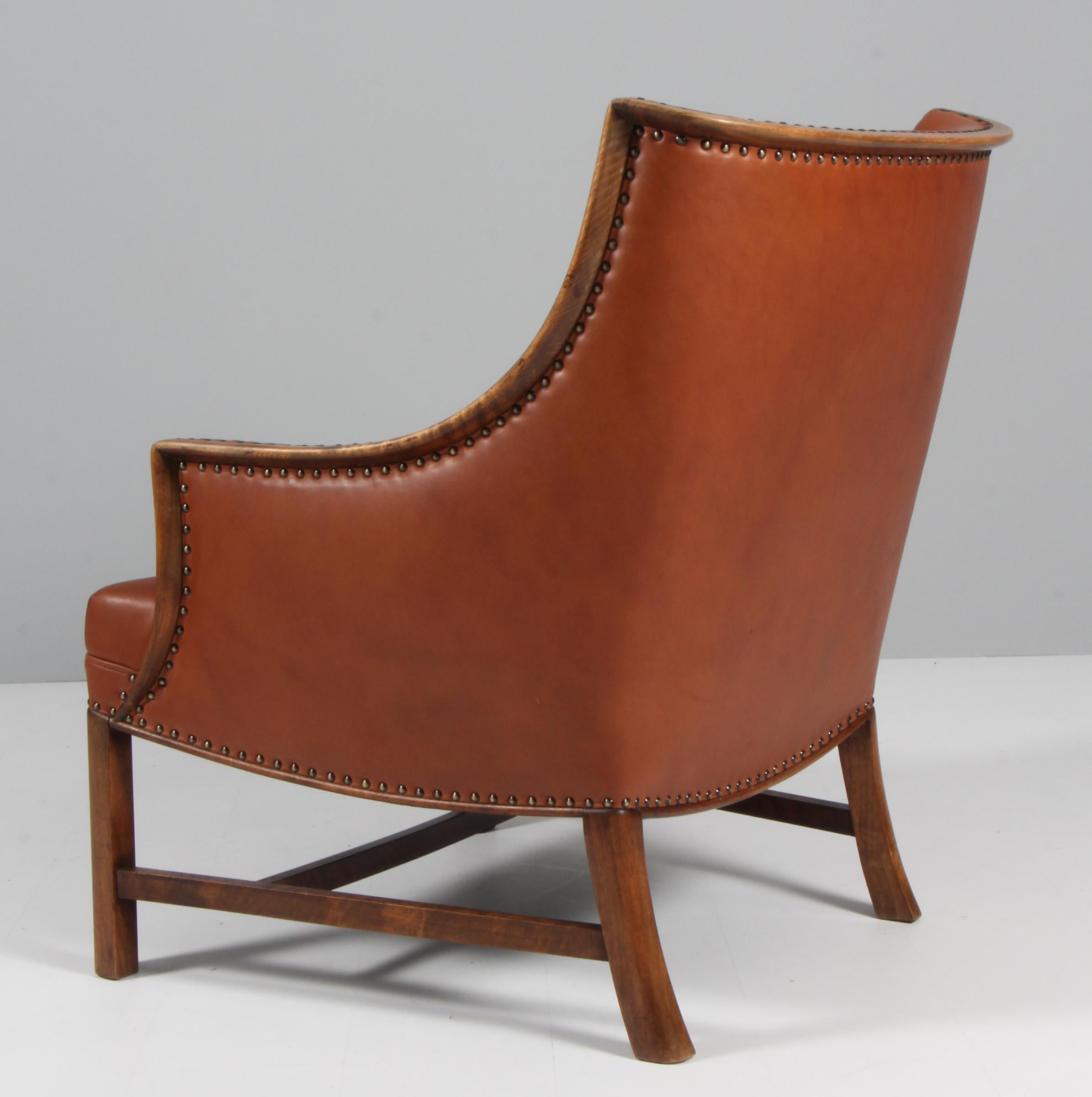 Frits Henningsen, Lounge Chair with Brandy Aniline Leather 2