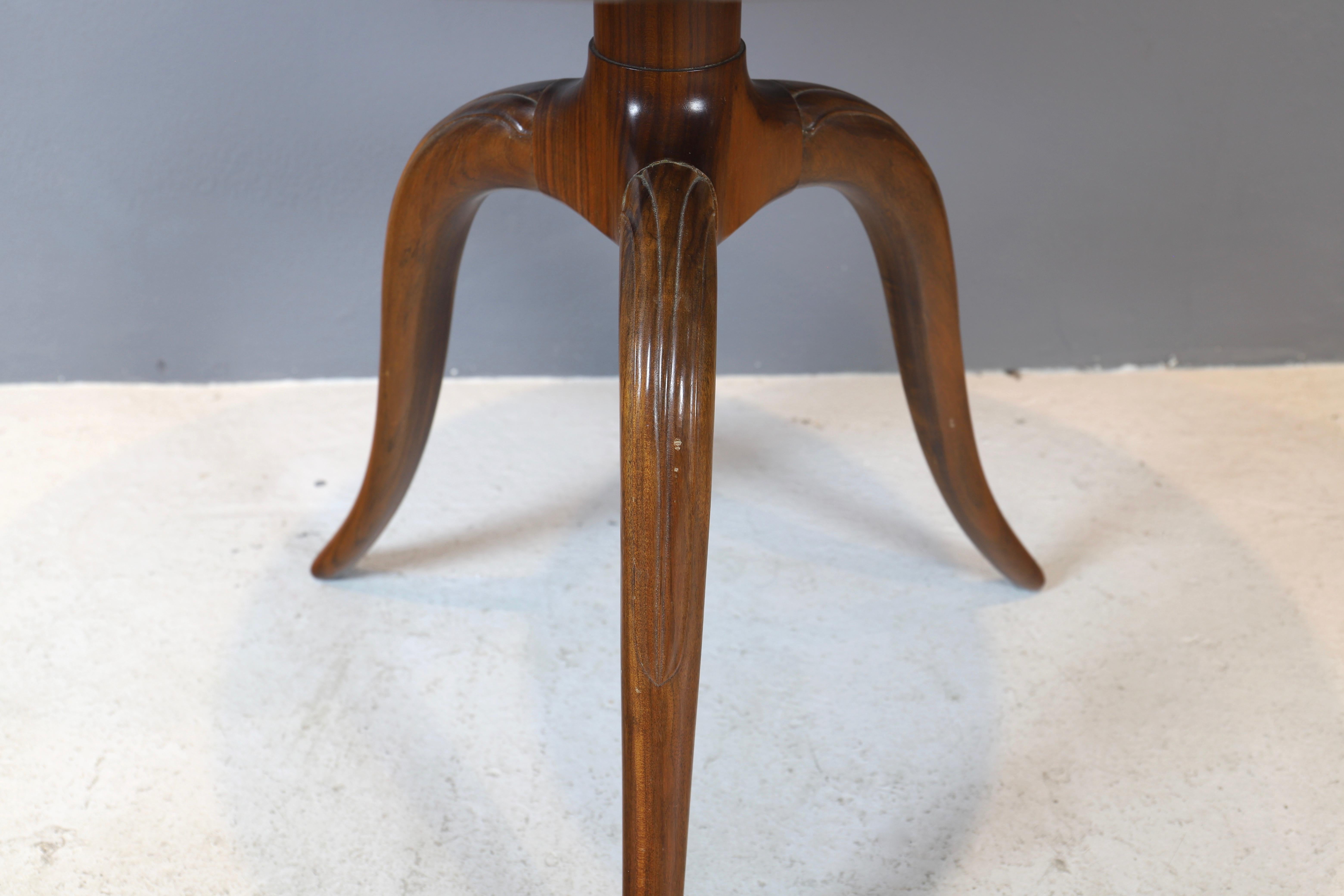 Hand-Carved Frits Henningsen Mahogany Side Table, 1940s
